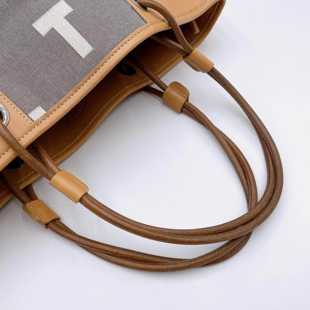 Tod’s Tote Bag Three-Layer Canvas Leather T Logo h472 Japan 079585