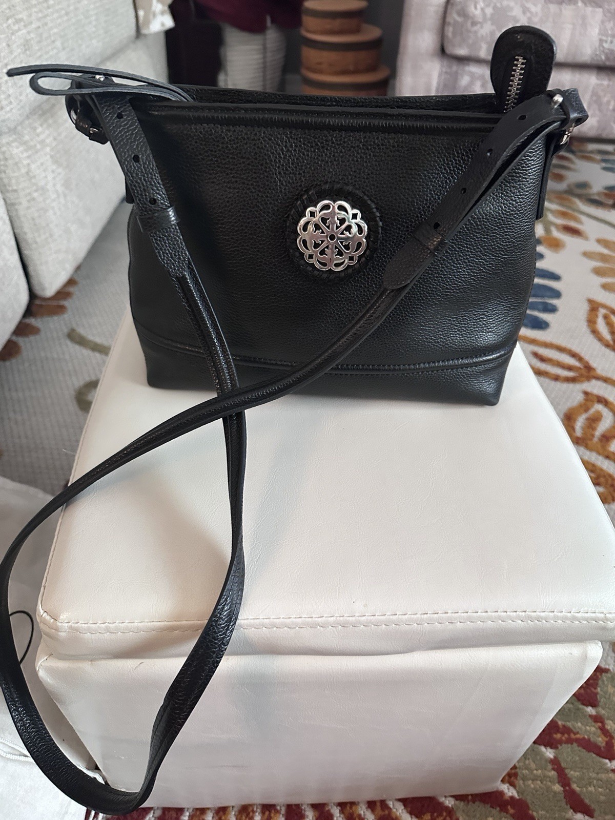 BRIGHTON FERRARA COLLECTION LORELLA BLACK LEATHER SHOULDERBAG SATCHEL