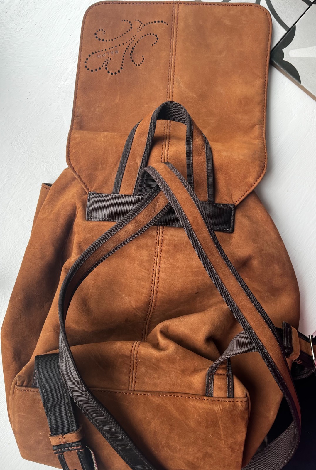Ralph Lauren Brown Suede Backpack, Excellent Condition