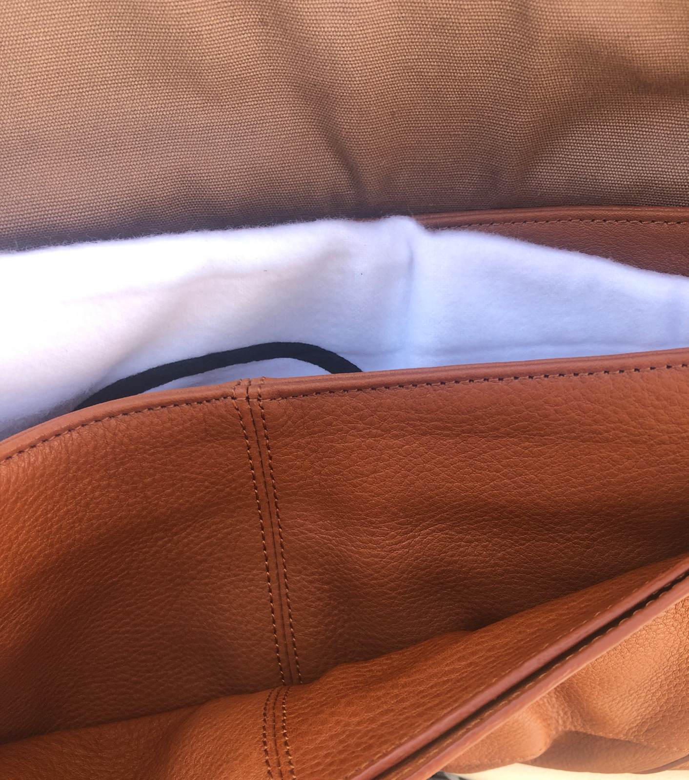 Hayden Harnett Lilly Brown Pebbled Leather Flap Purse Shoulder Bag Cognac
