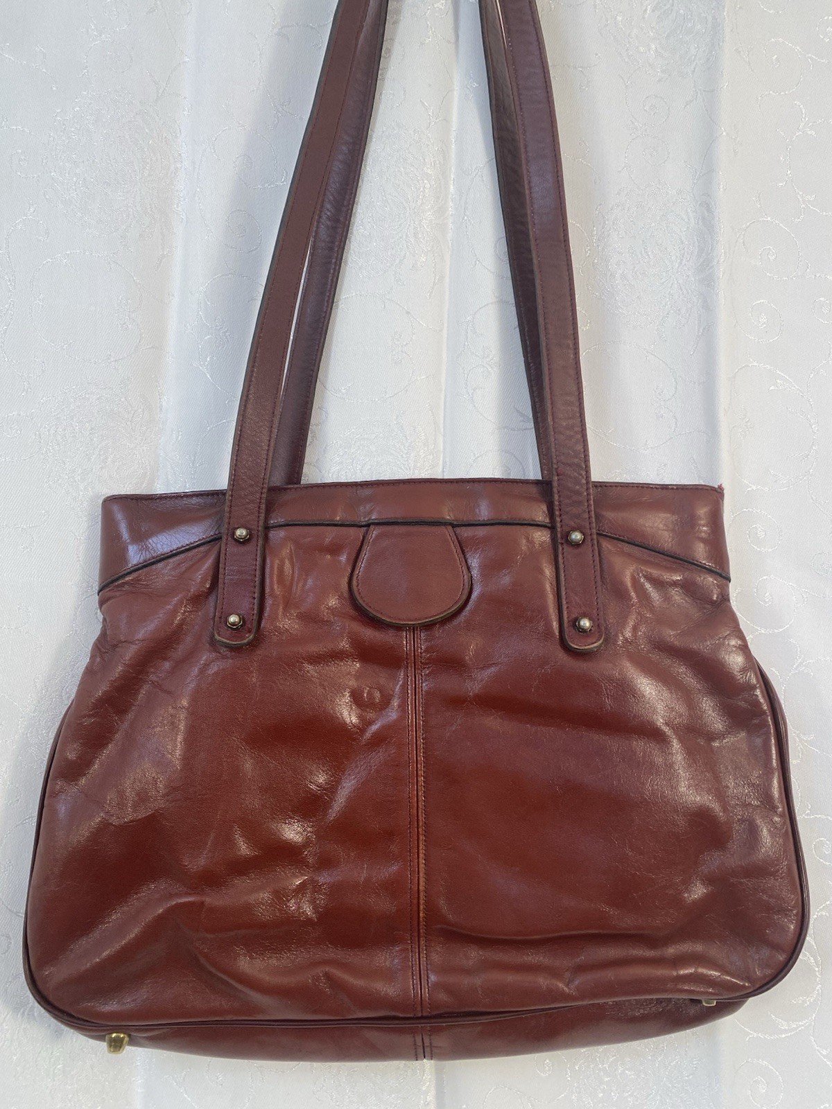 Vintage 60s 70s ETIENNE AIGNER Large Leather Tote Bag Shoulder Handbag OXBLOOD