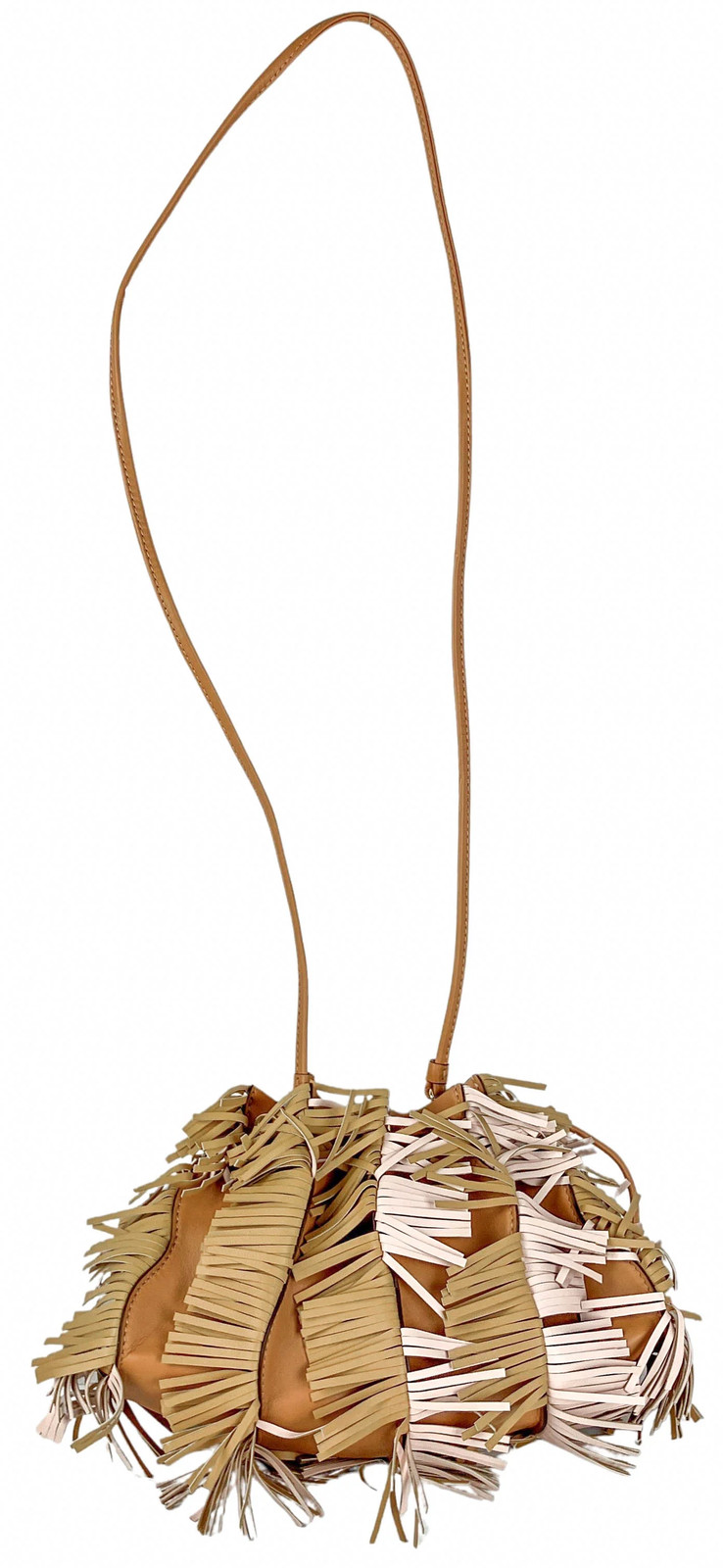 Ulla Johnson Adria Pleated Wave Crossbody in Almond Fringe