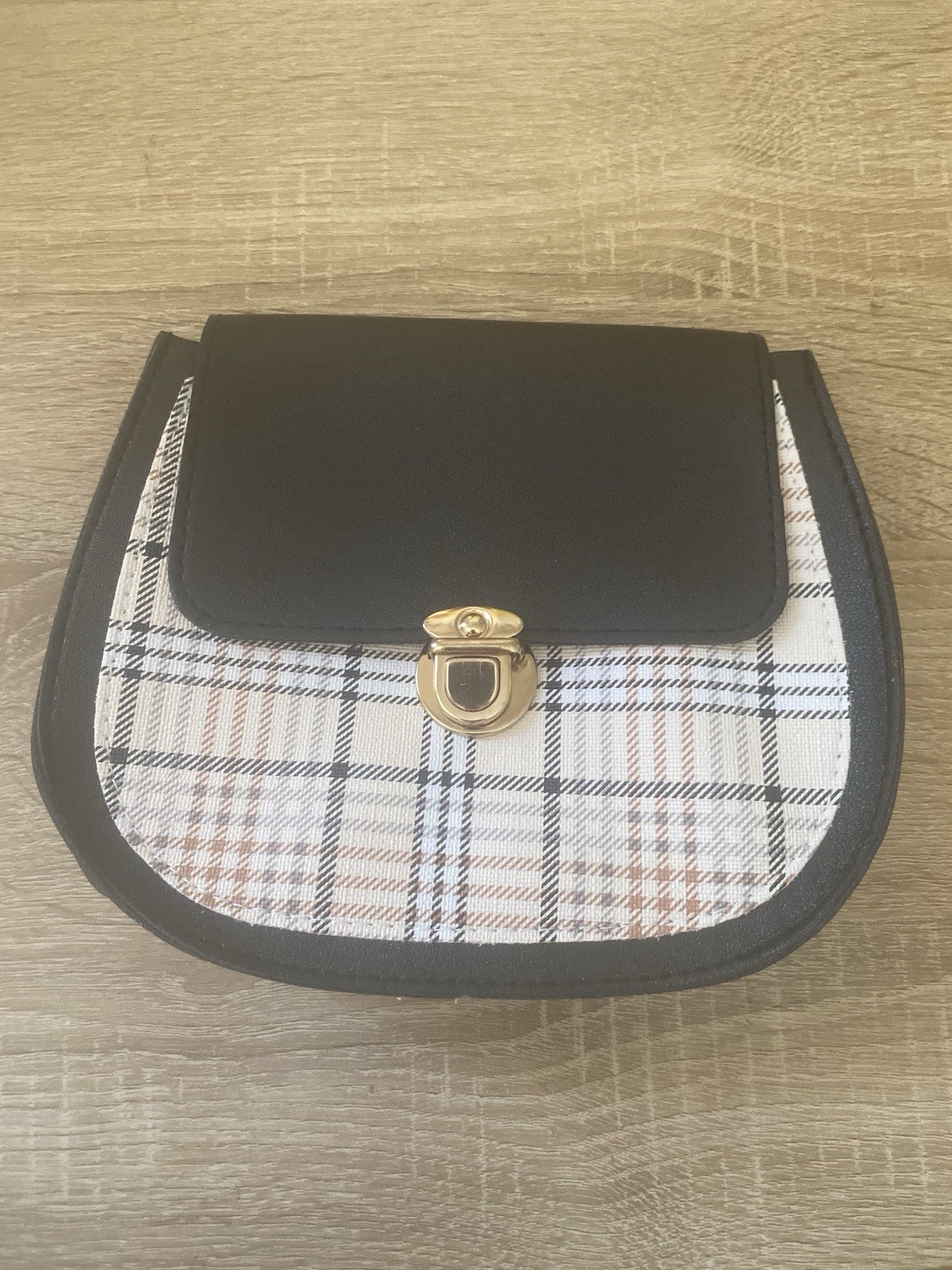 Black & Beige Plaid Small Clutch Purse