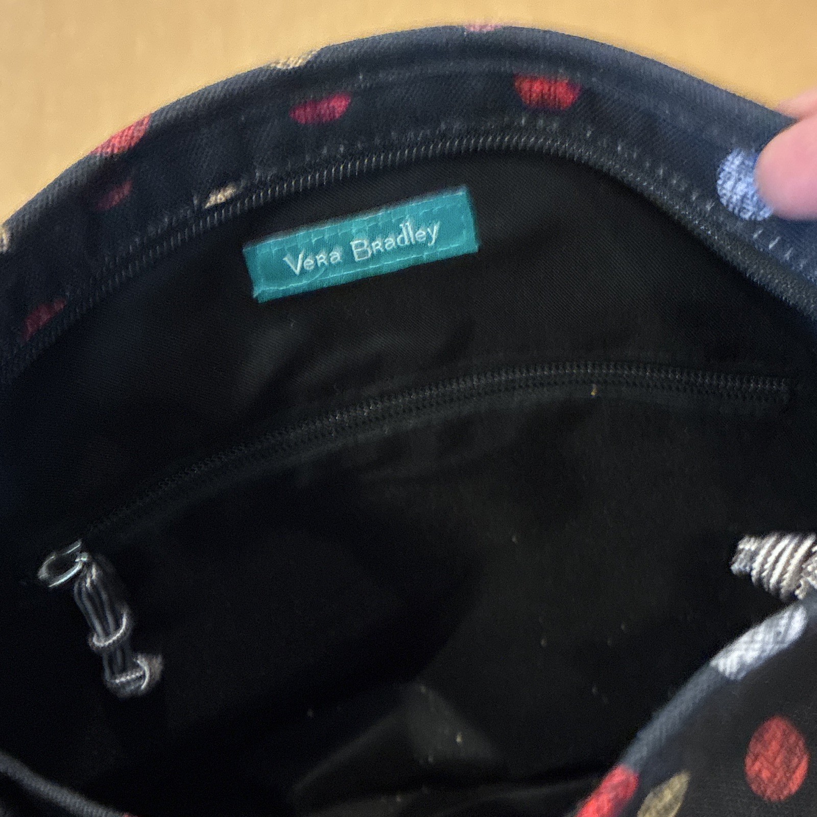 Vera Bradley Polka Dot Crossbody Bag Black Multicolor Zip, Adjustable Strap