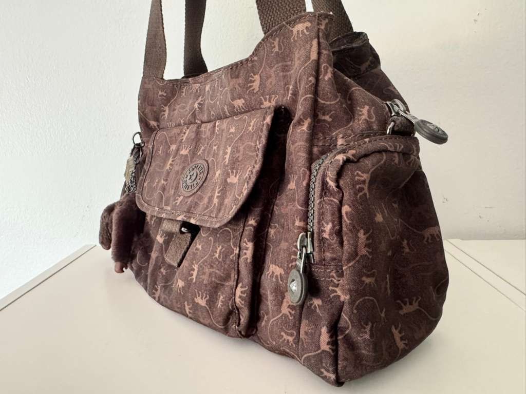 Kipling Handbag Bag Womens Monkey Print w/ Monkey Keychain