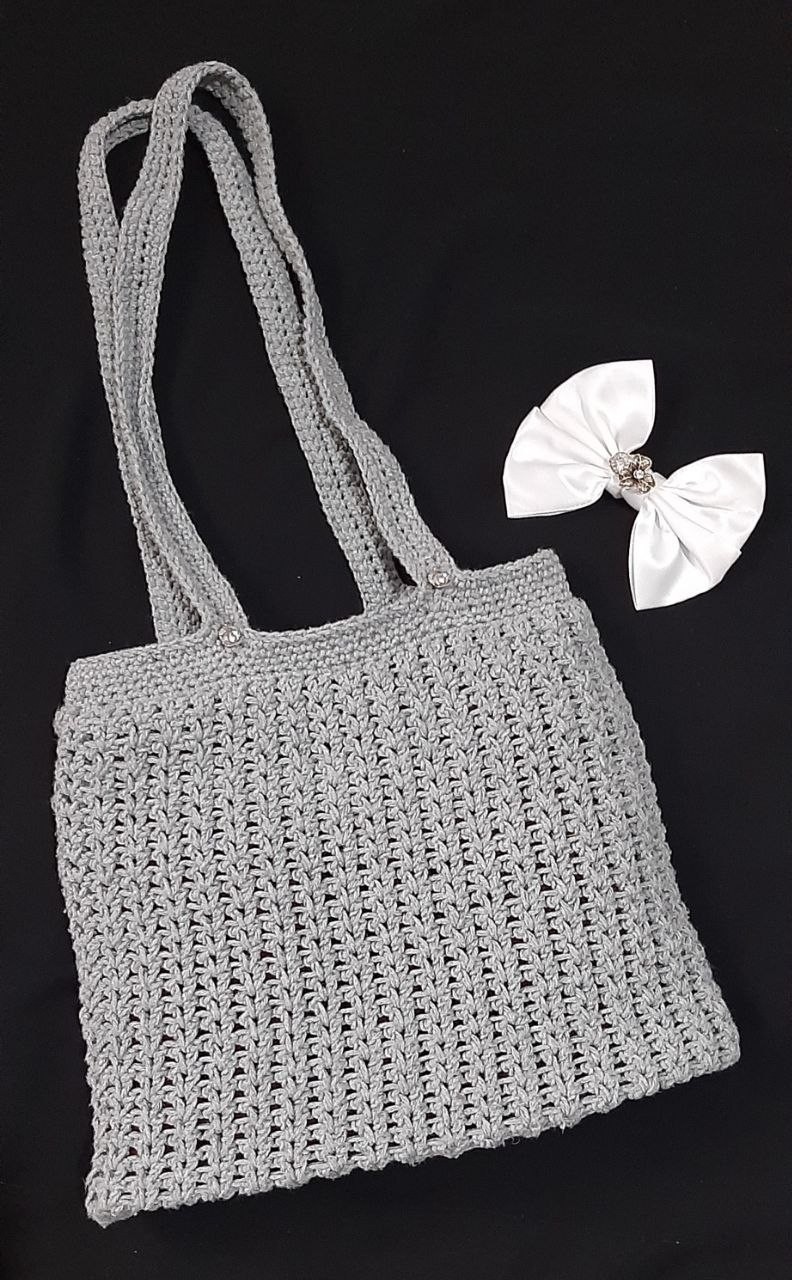 Handmade Crochet Cotton Half Moon Shoulder Bag for Women Boho Woven Ivory Purse