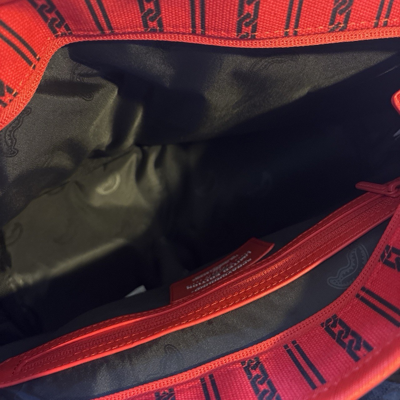 Sprayground Shark Mouth Large Tote, Red/Black, Zip Closure, Pouch, Pockets