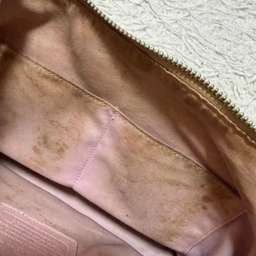Coach Signature Shoulder Bag Brown Pink Leather PVC, Slight Damage, 23×30.5cm Au