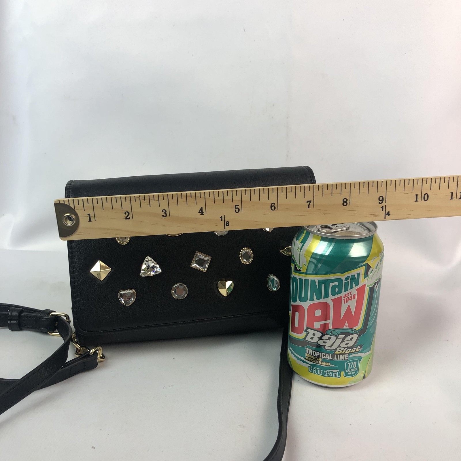 Betsey Johnson Crossbody Bag Womens Black Gem Stud XOSYBIL-GEMS Purse NWT READ