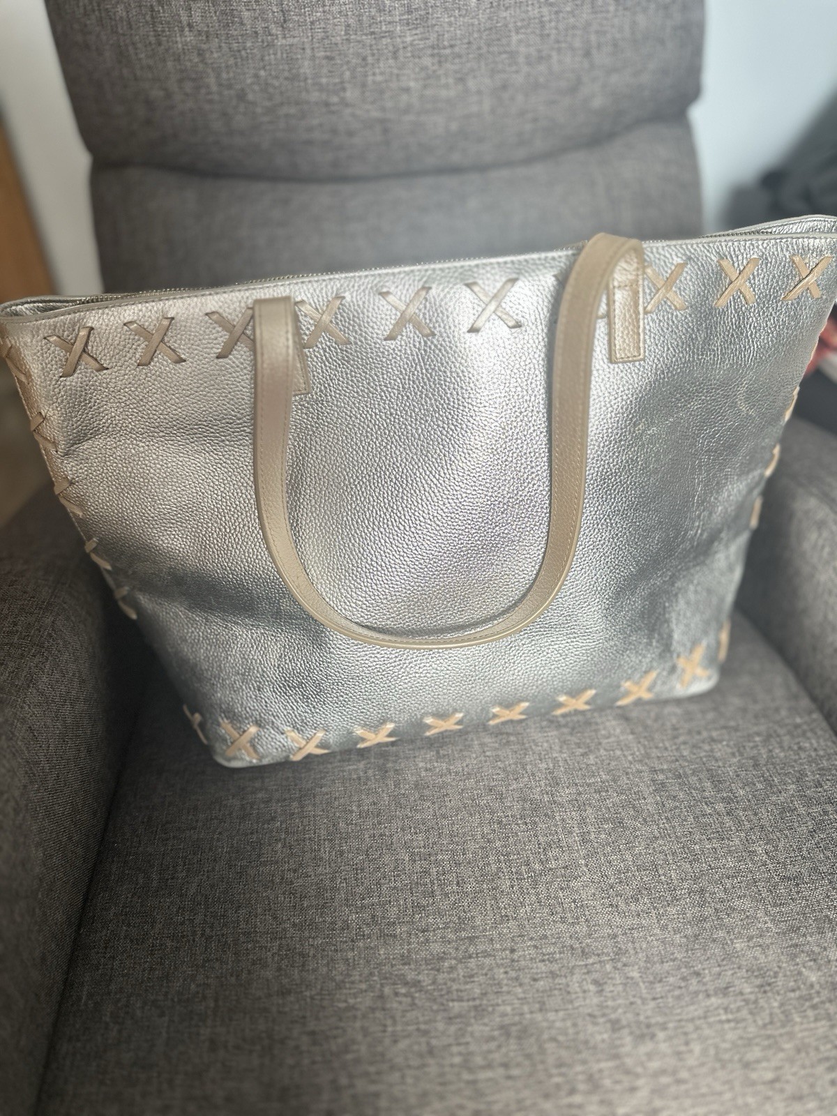Silver Tote Bag W/ Tassel