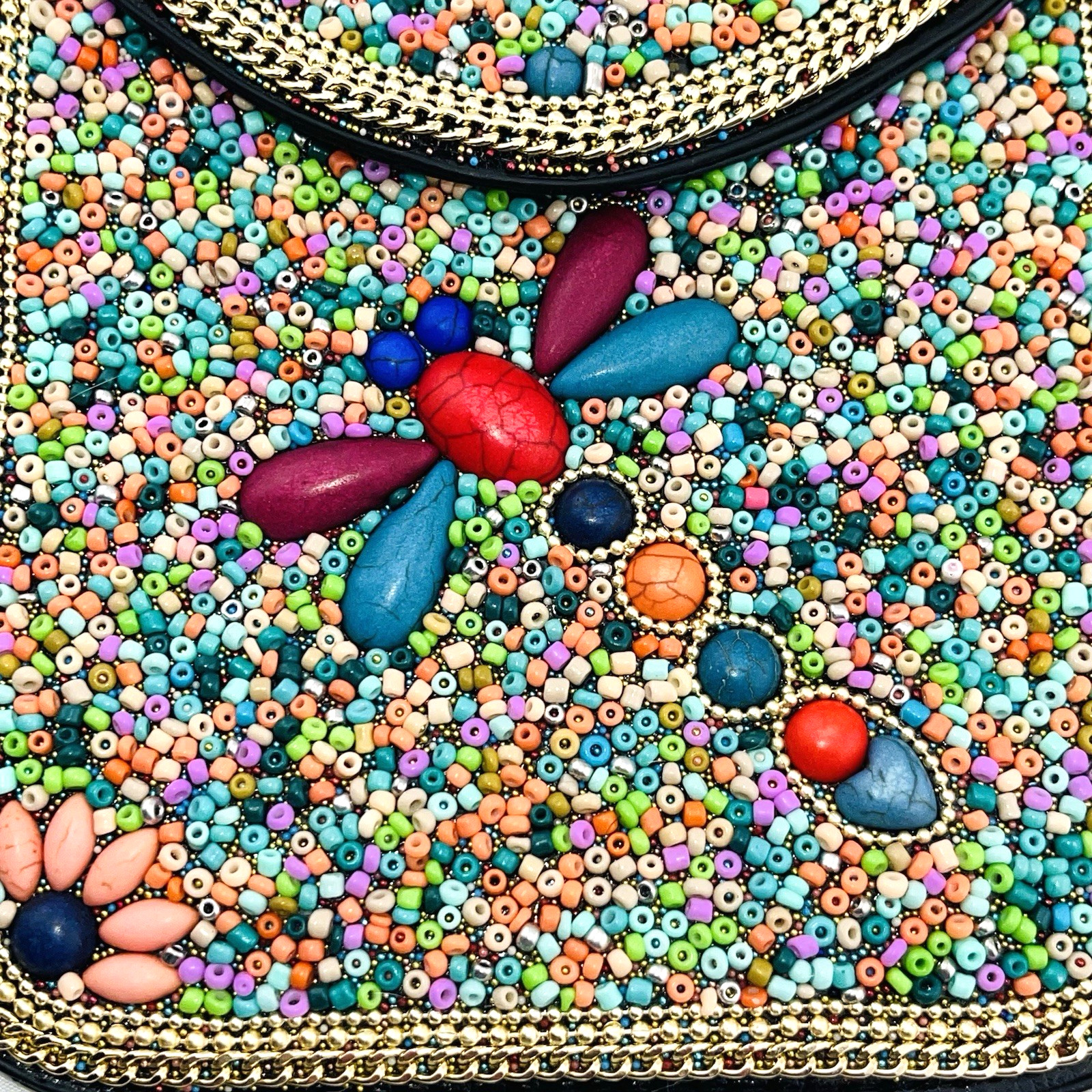 Coco + Carmen Women’s Beaded Dragonfly Pockets Flap Crossbody Bag Purse Floral