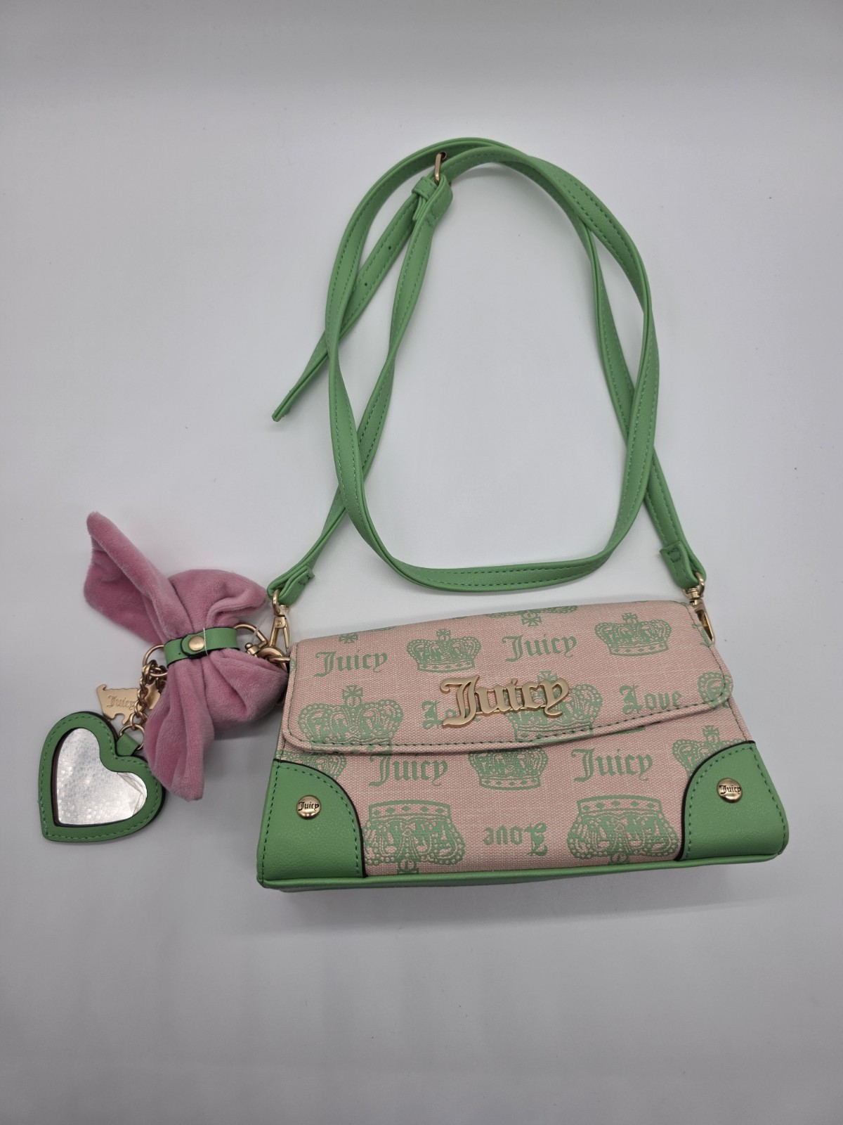 Juicy Couture Juicy Fan Club Pink Diamond/Retro Green Crossbody Bag