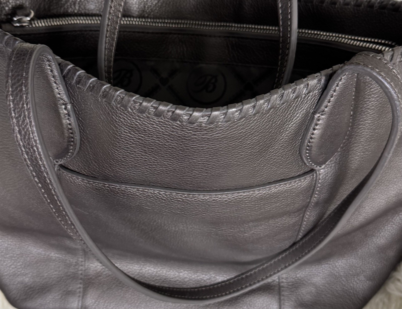 BRIGHTON FERRARA COLLECTION PEWTER GABRIELLA MEDALLION TASSELED TOTE PURSE