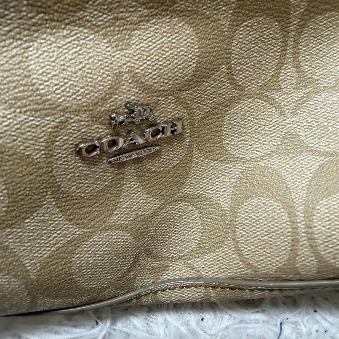 Coach Signature Shoulder Bag Brown Pink Leather PVC, Slight Damage, 23×30.5cm Au