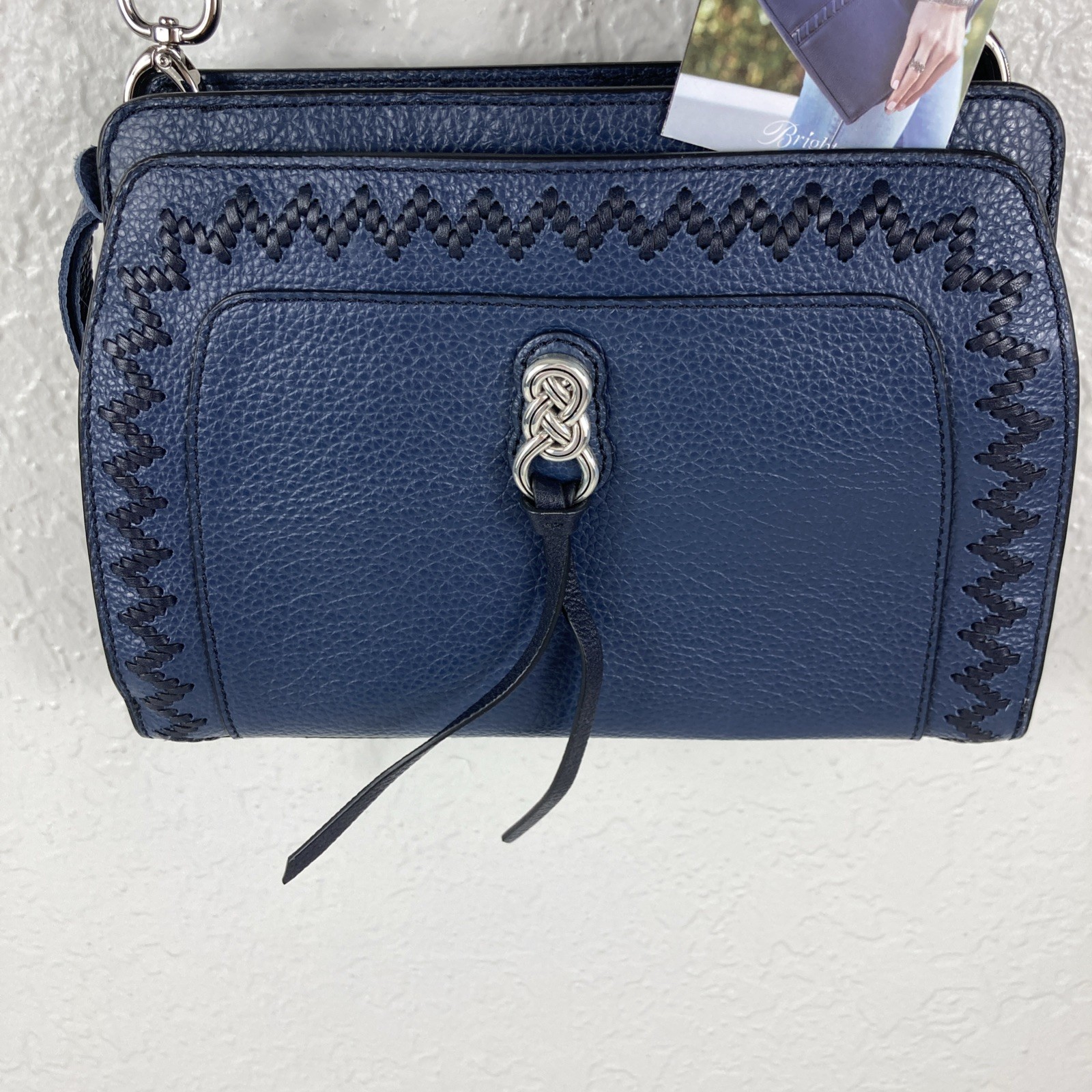 Brighton Interlok Collection Georgina Organizer Dark Blue Weave Crossbody Wallet
