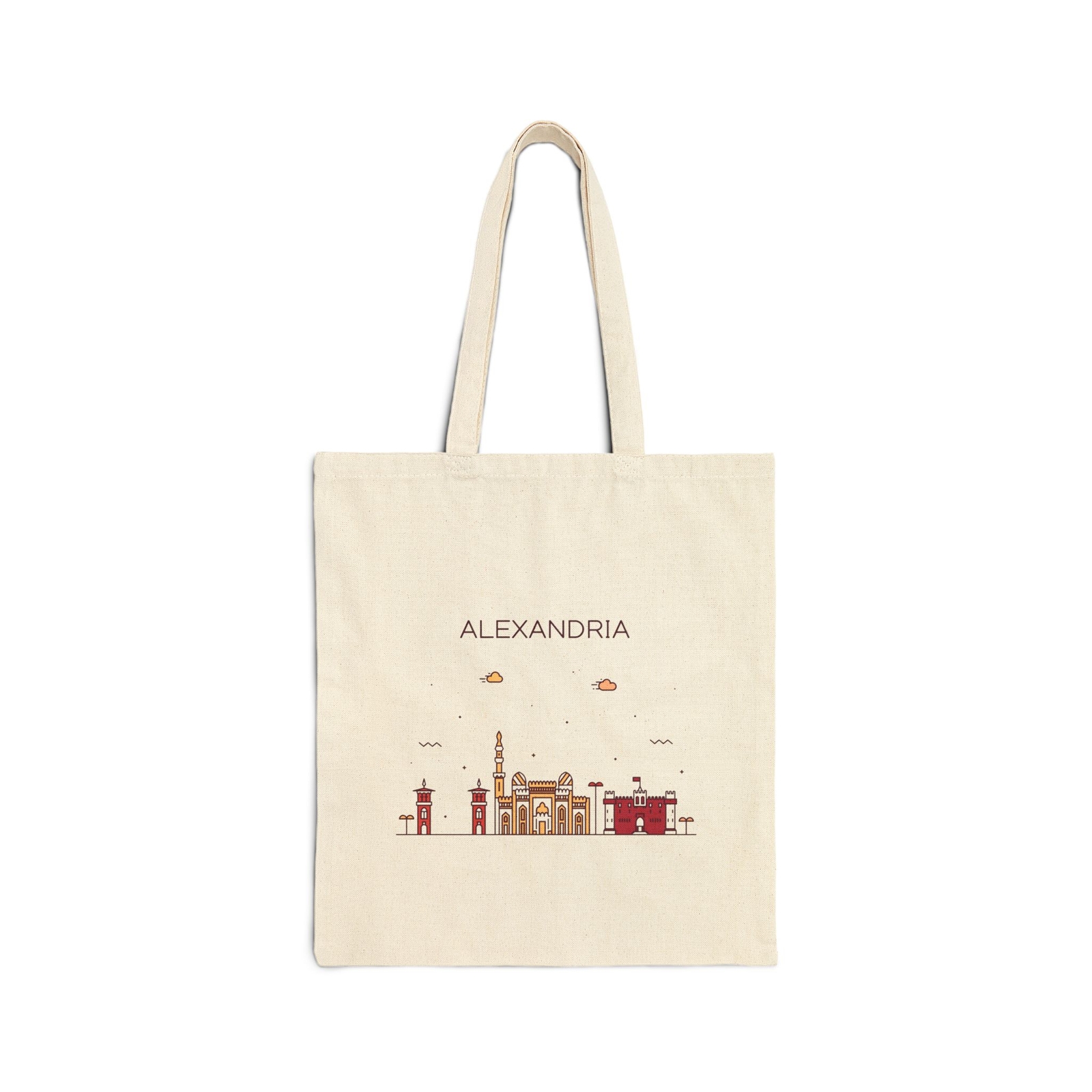 Alexandria Egypt Skyline Cotton Canvas Tote Bag, Eco-Friendly Shopping Bag