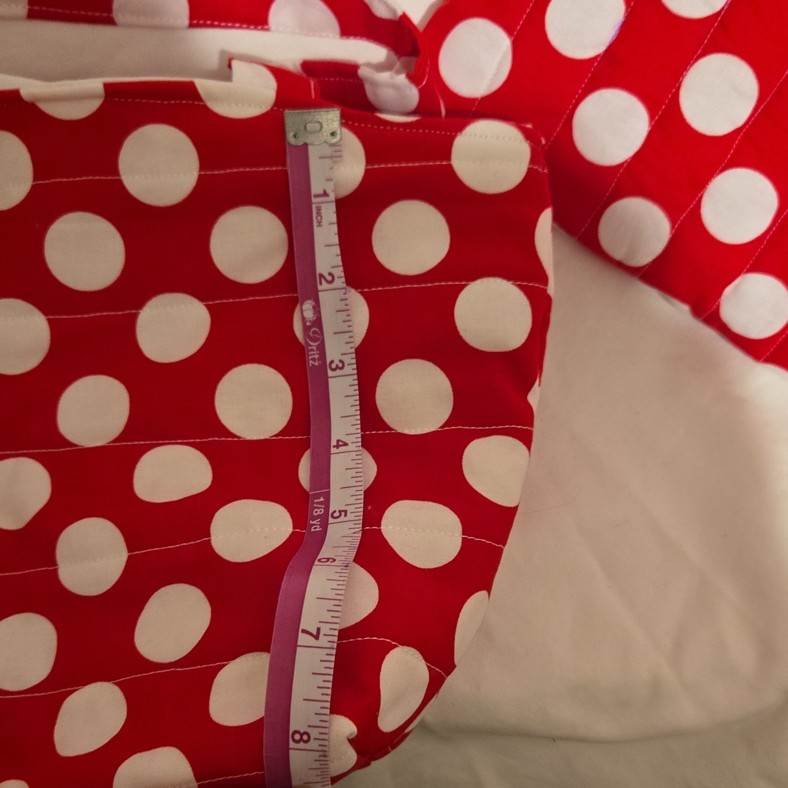 Women’s Red/White Polka Dot Tote Bag Lined Inner Pockets, makeup bag.
