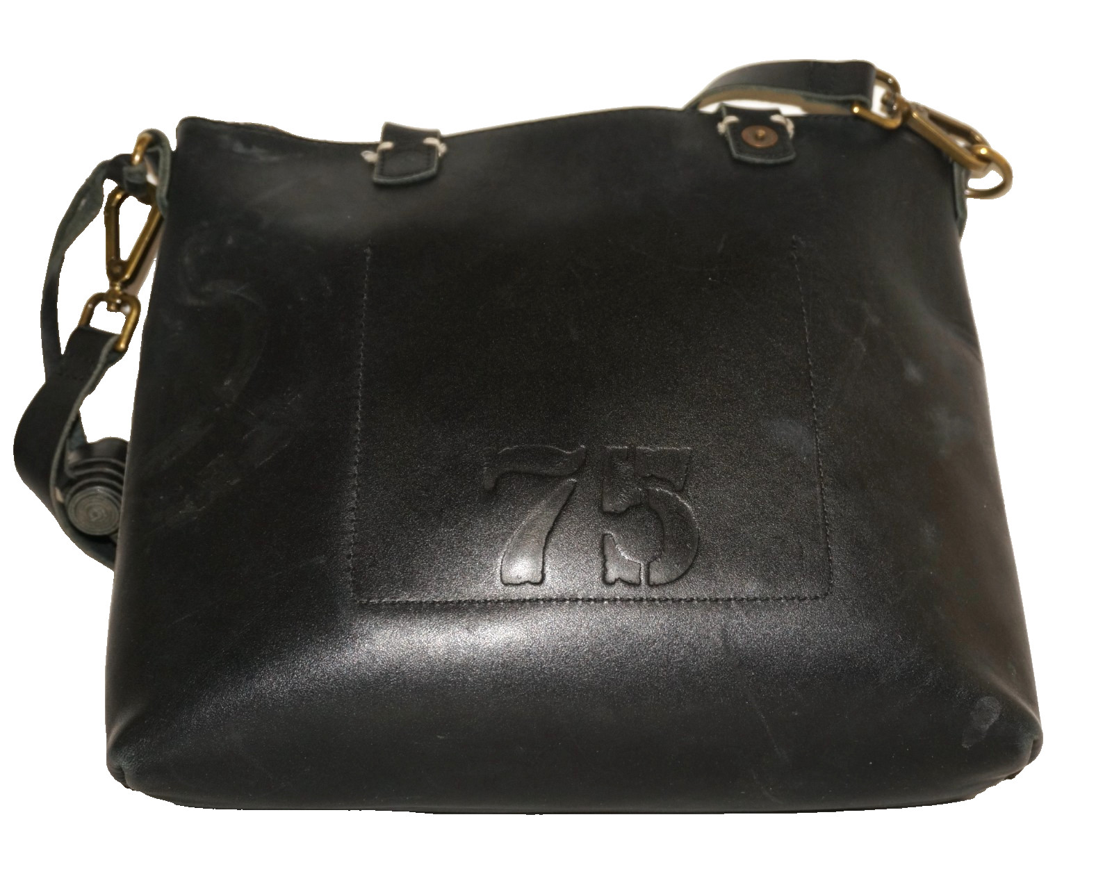 Vintage FEED Small Black Leather Tote Crossbody Bag 9×10 *WEAR