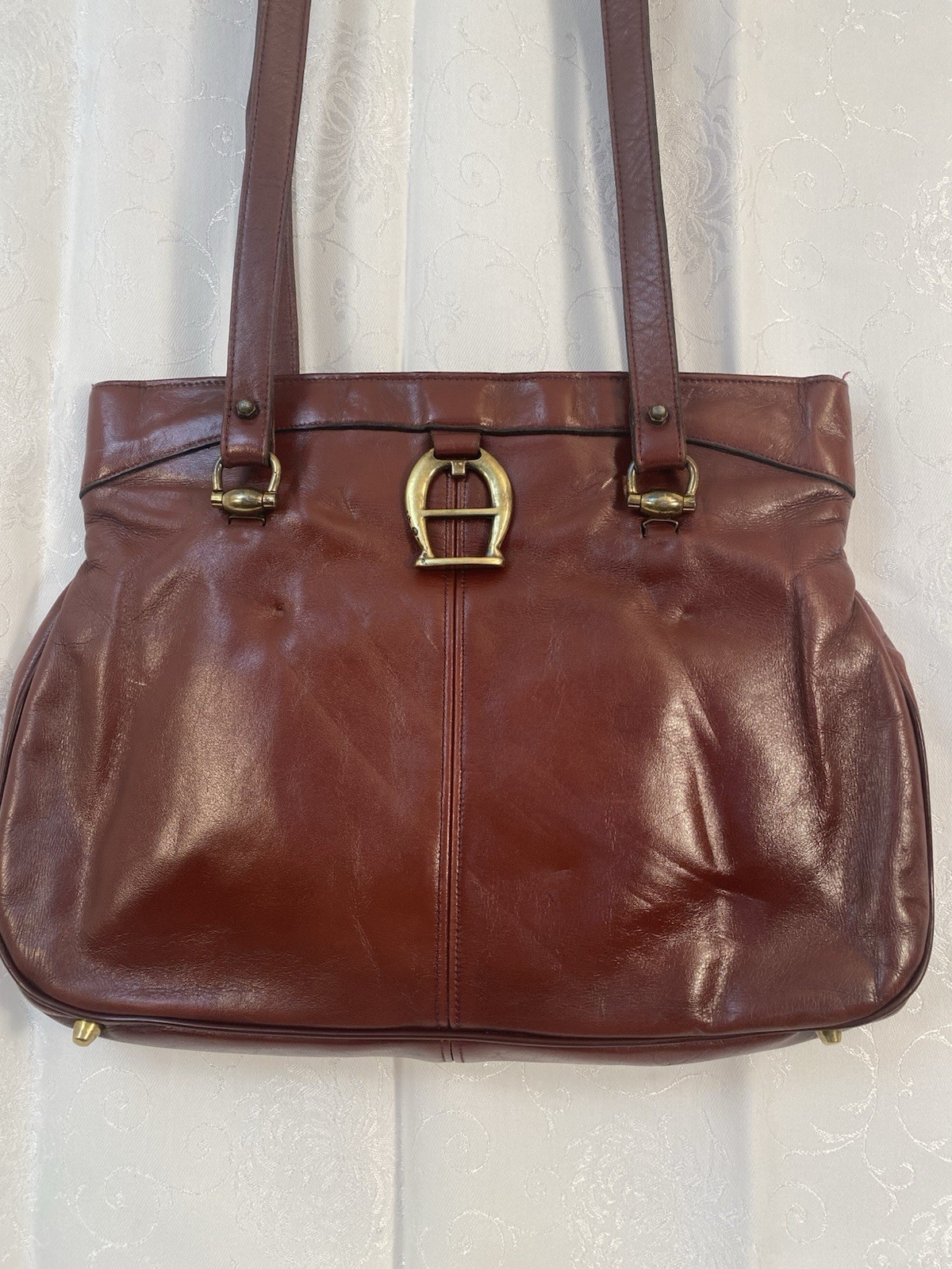 Vintage 60s 70s ETIENNE AIGNER Large Leather Tote Bag Shoulder Handbag OXBLOOD