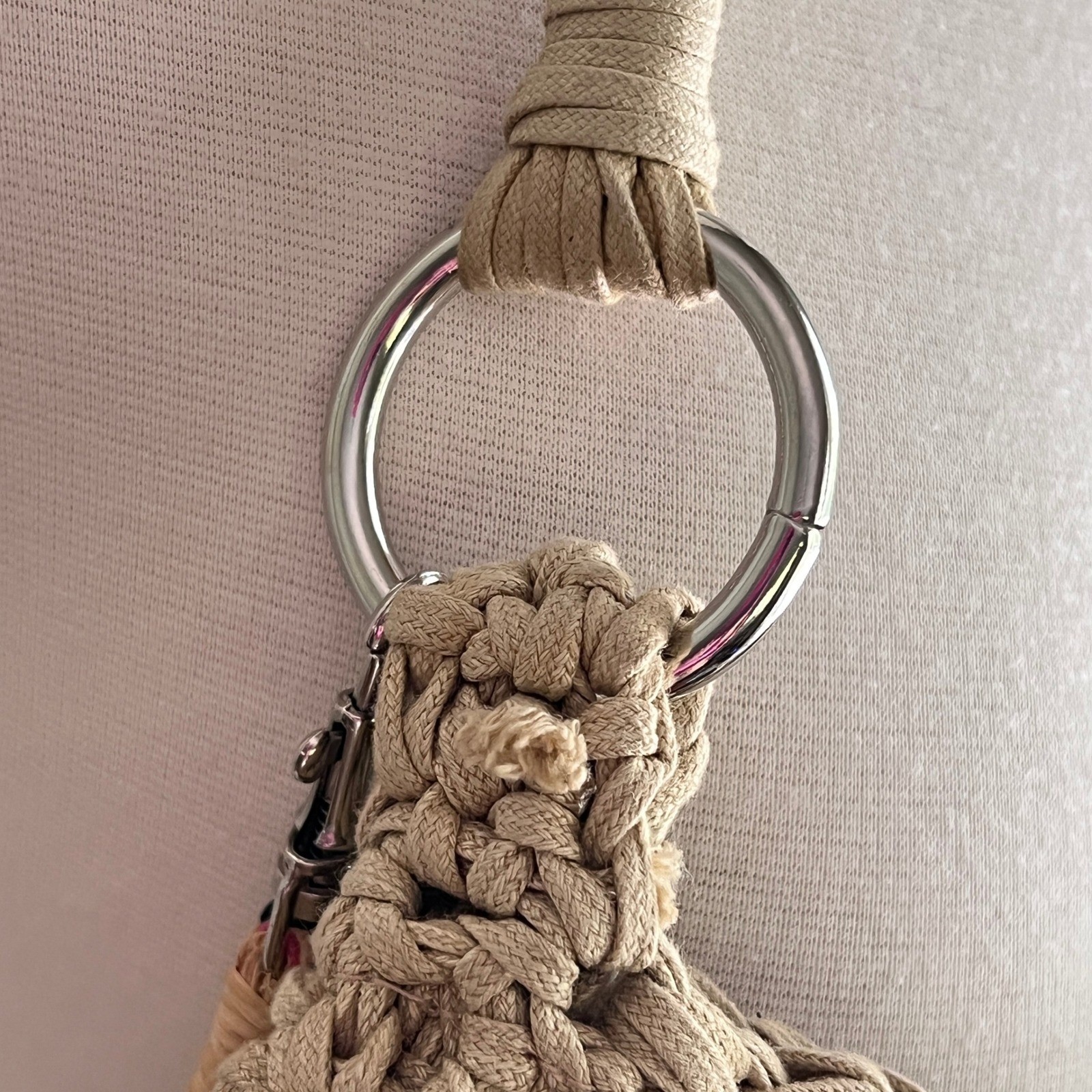 Emma Rose Crochet Straw Summer Handbag Bag Tan Medallion Boho Summer Tassel