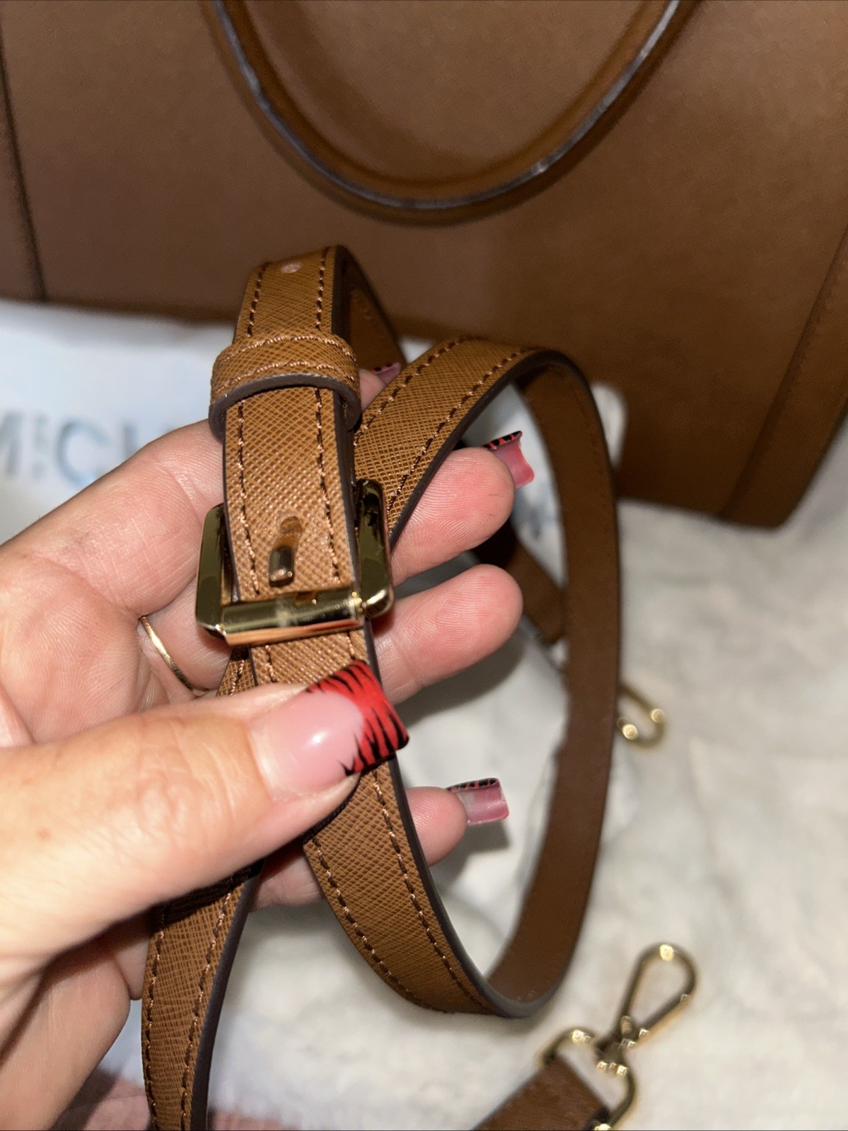 Michael Kors Selma Large Leather Satchel Bag Luggage Brown With Bag And Strap