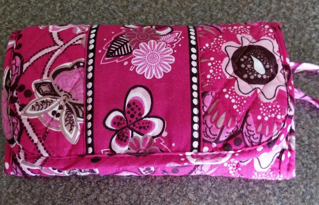 Pink Quilted ~ Cotton Fabric ~ All In One ~ Crossbody Wallet