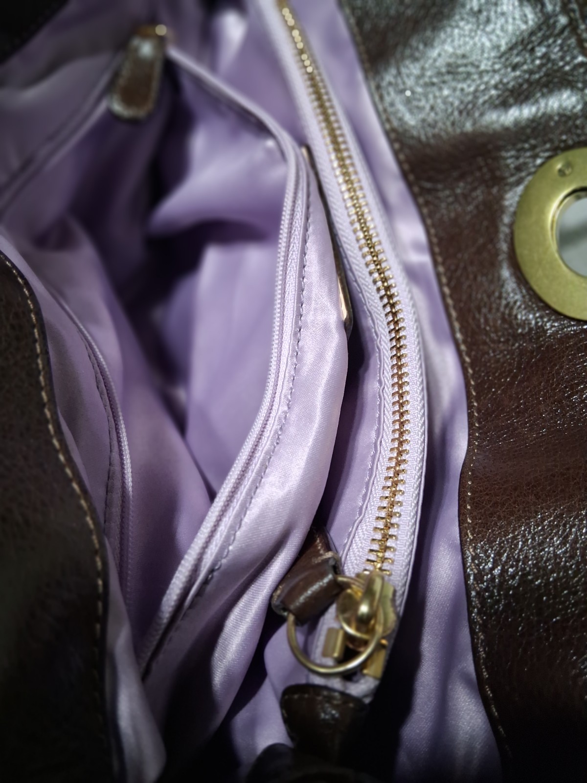 Coach Garnet Kristin Satchel Pleated Leather Turnlock Tote Bag Plum *Read Des