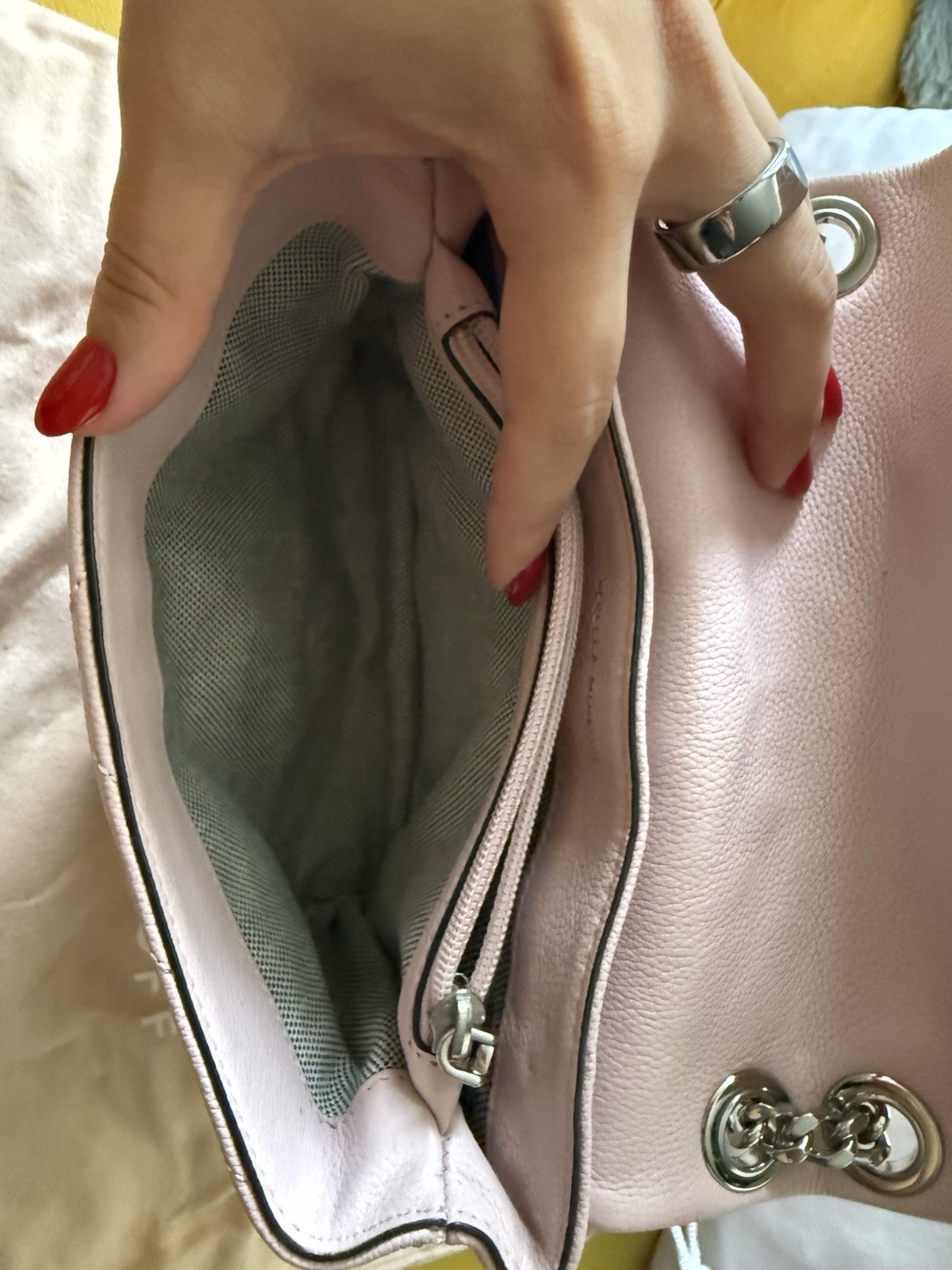 Rebecca Minkoff Pink Edie Chevron Quilted Crossbody Chain w Dust Bag