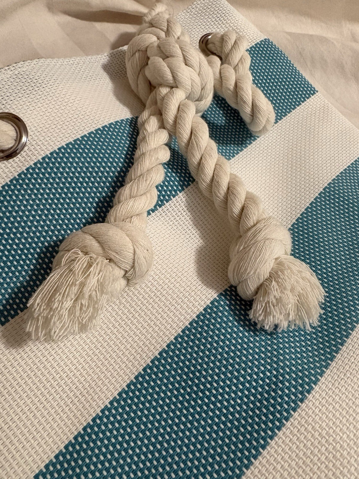 Sun N Sand Beach Light Blue/Teal and White Stripes. New Without Tag. Never Used