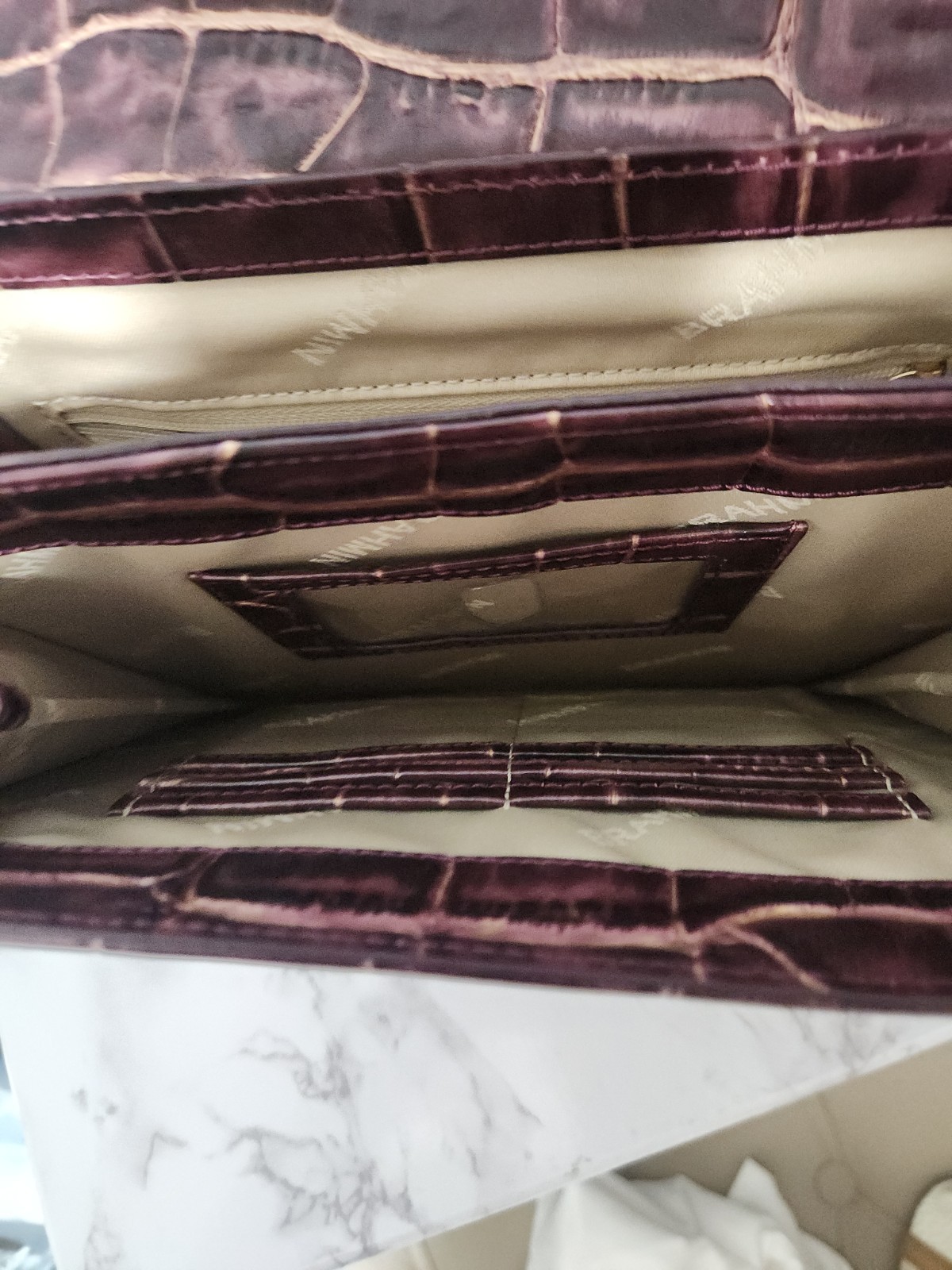 Brahmin Kimmie Crossbody Port Volition Plum Leather Bag w/ Built-in Wallet