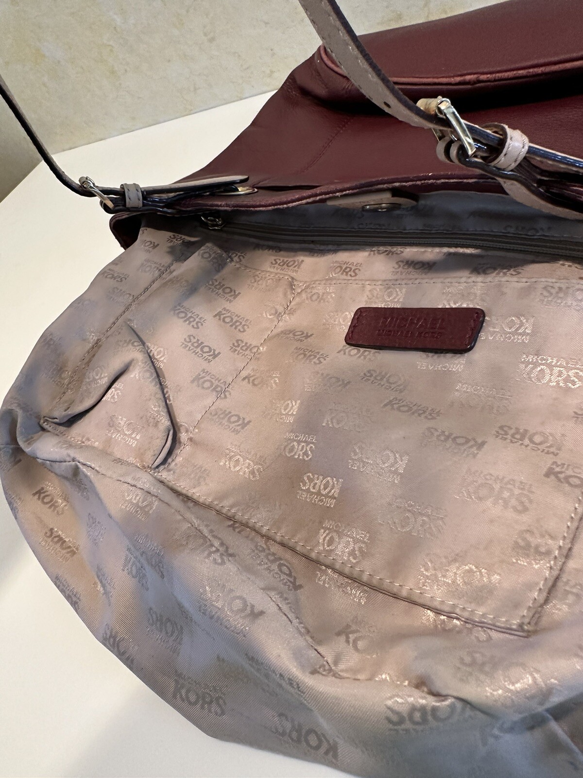 Michael Kors Burgundy Leather Handbag /Shoulder Purse