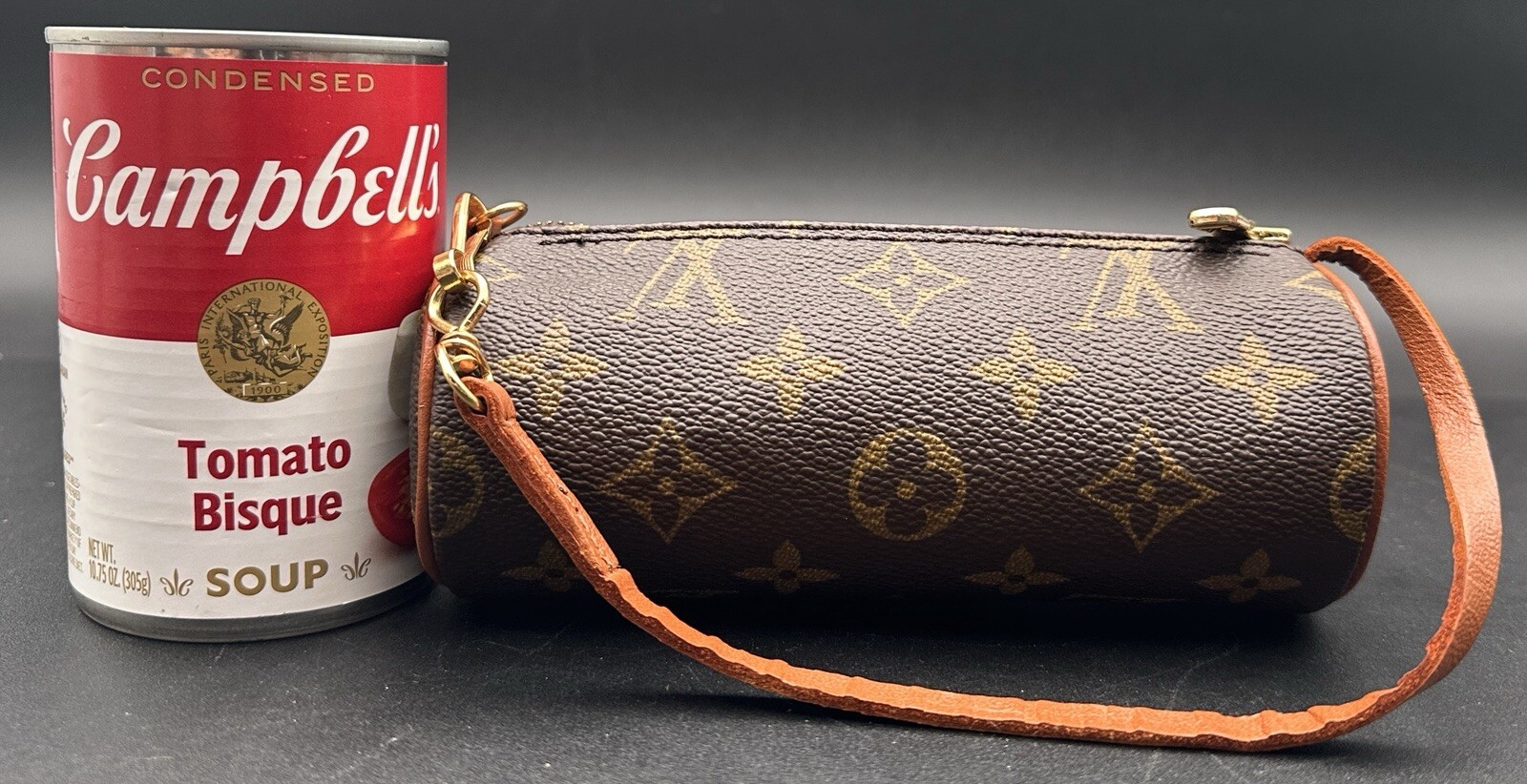Louis Vuitton Monogram Brown Papillon Accessory Pochette Pouch Bag Cylinder 6.5”