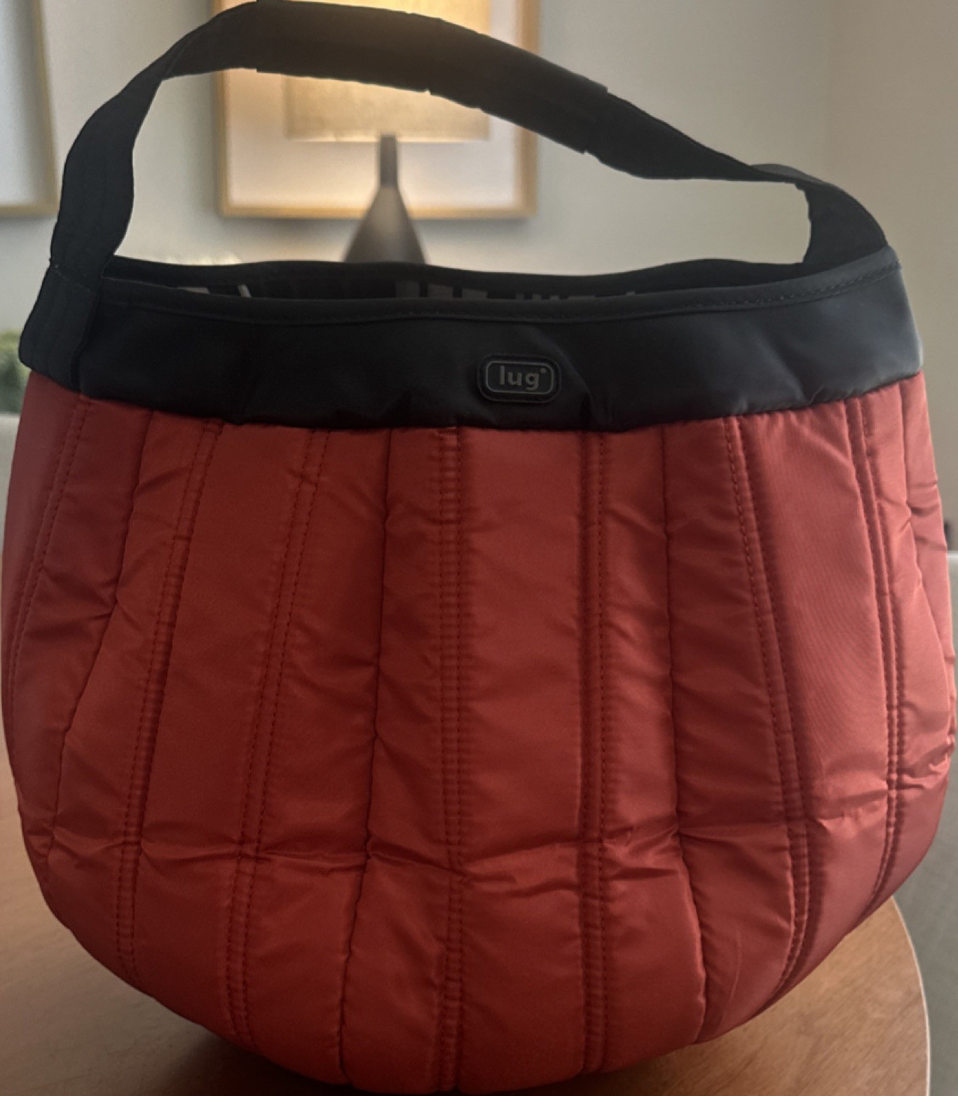 Lug Quilted Pumpkin-Orange Lightweight Lined Shoulder Bag for Women