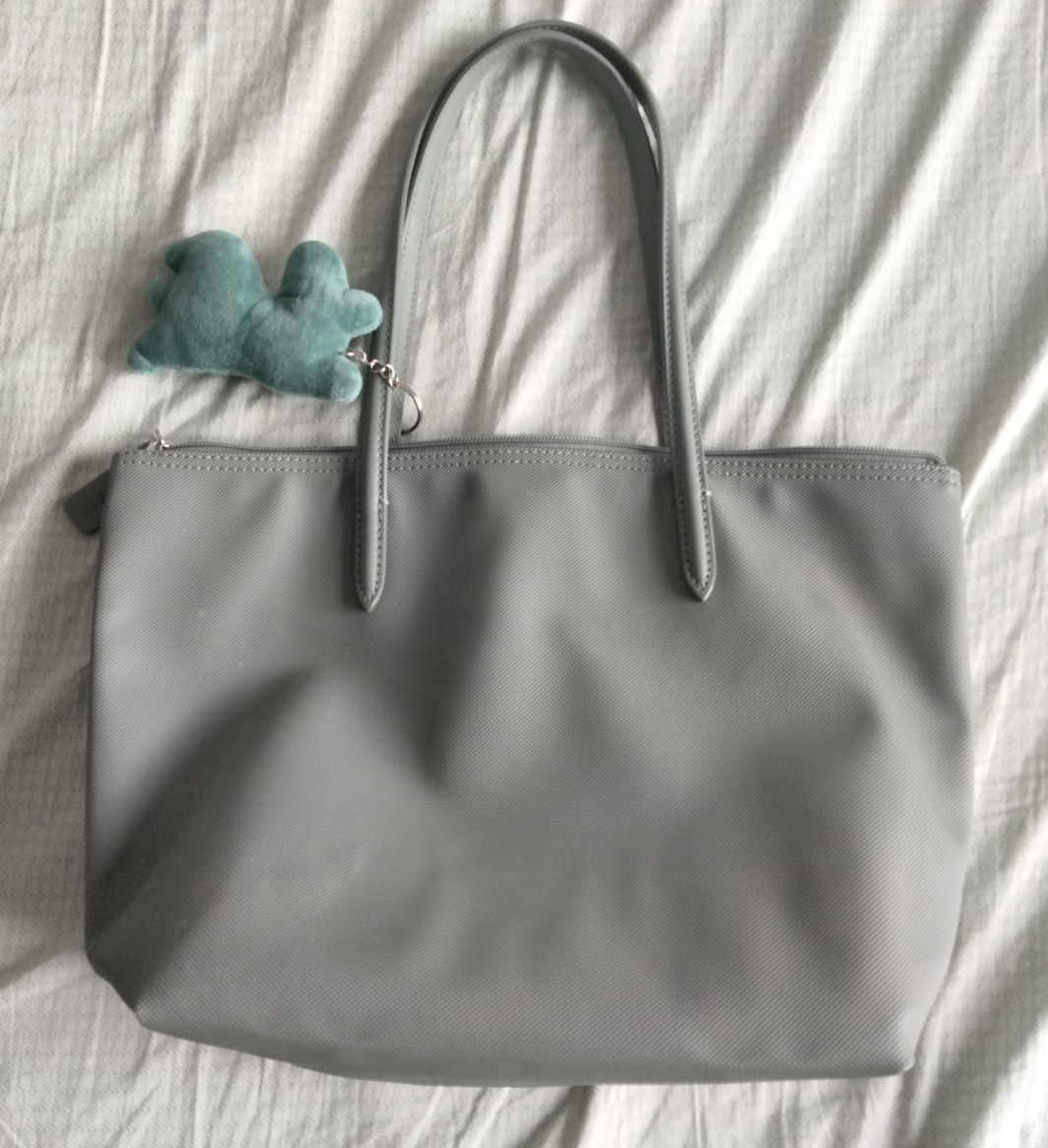 Lacoste Large Tote Handbag Navy/Beige w/ Zip Pouch