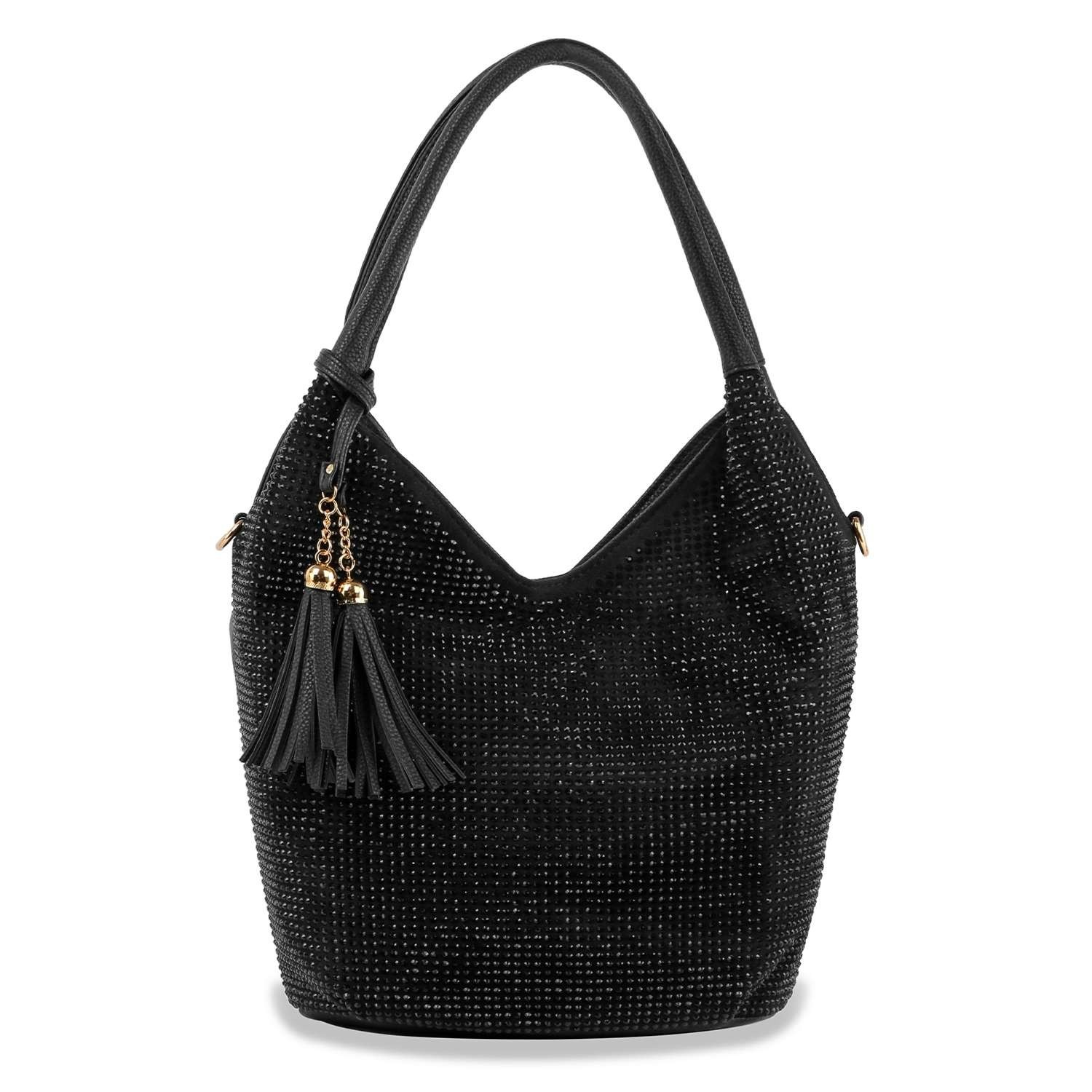 Stunning Sparkling Tall Shoulder Bag Women Rhinestone Crossbody Purse Gold Bling