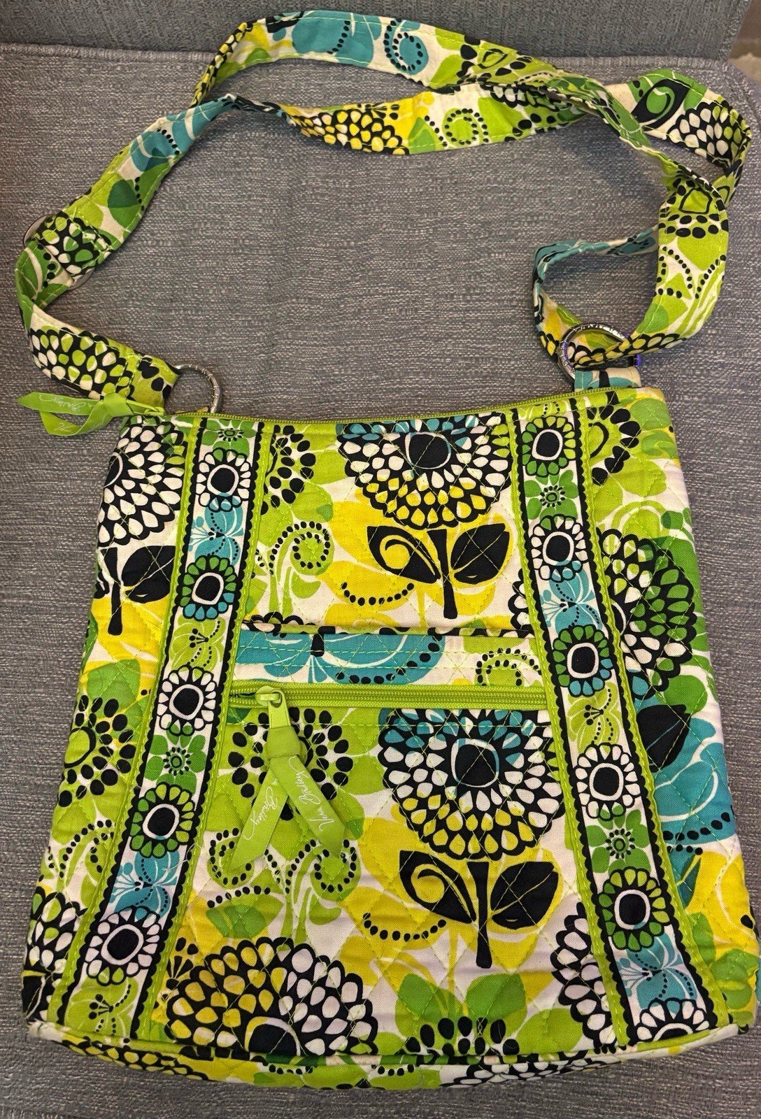 Vera Bradley Hipster Crossbody Limes Up Purse Green Yellow Blue Bag