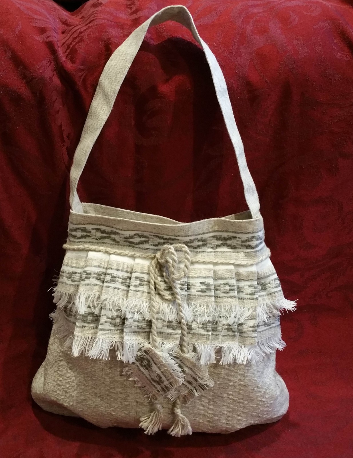 Linen (flax) handmade bag 34x32cm, made in Belarus
