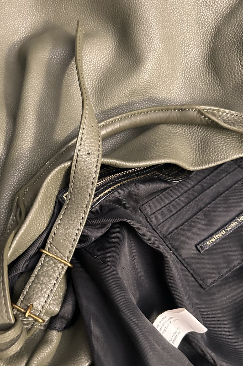 The Sak Leather Hobo Tote Bag 14×13 Green Shoulder Crossbody Utility Handbag