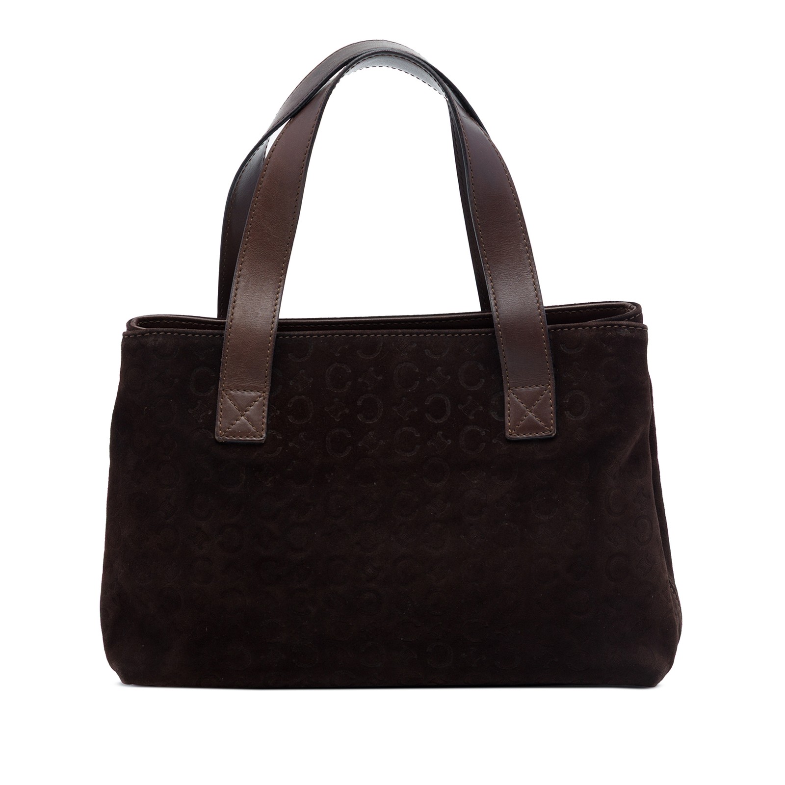Celine C Macadam Suede Handbag Pre-Loved Bag Dark Brown