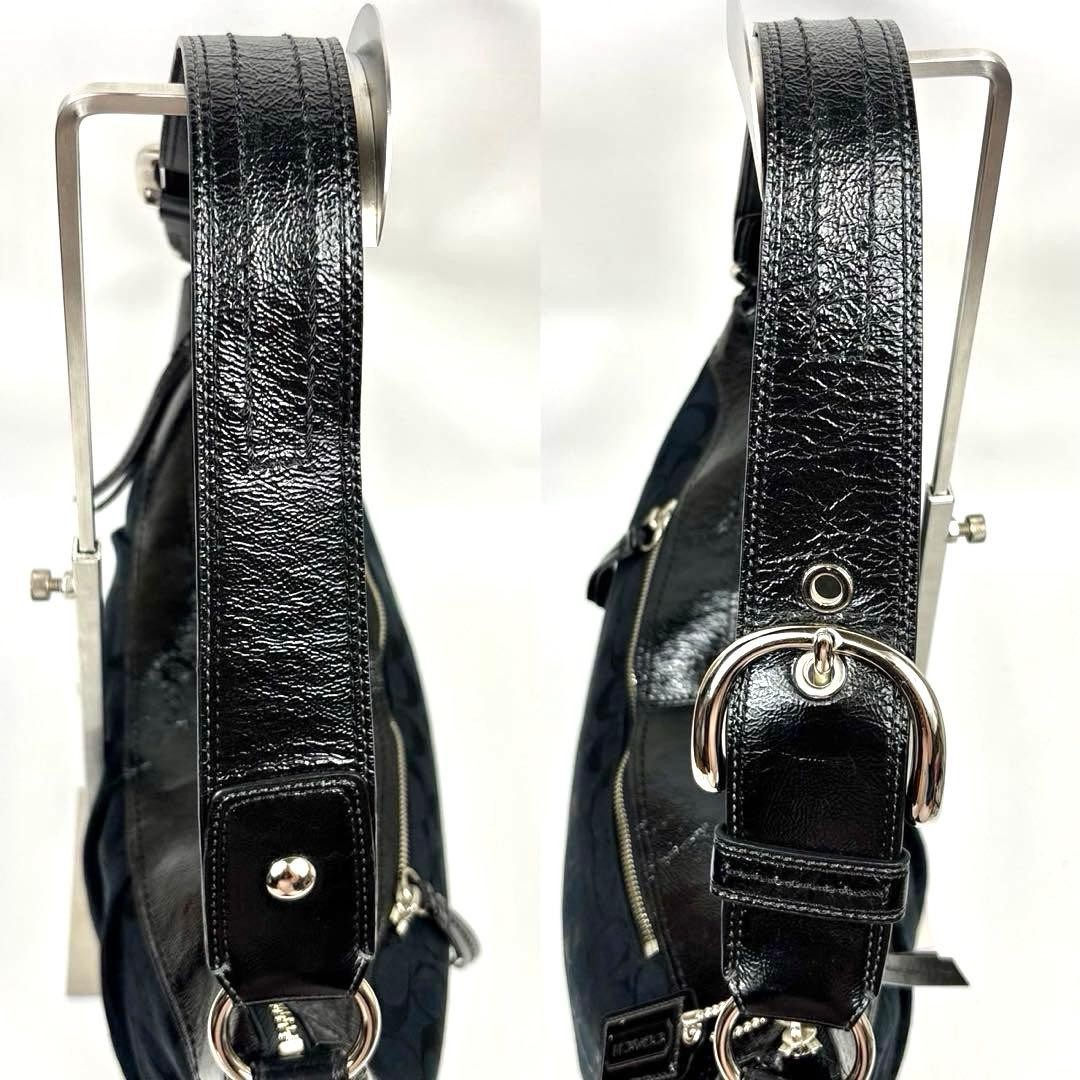 Authentic COACH Signature Canvas Leather Shoulder Bag Black 30.5cm x 41cm x 63cm