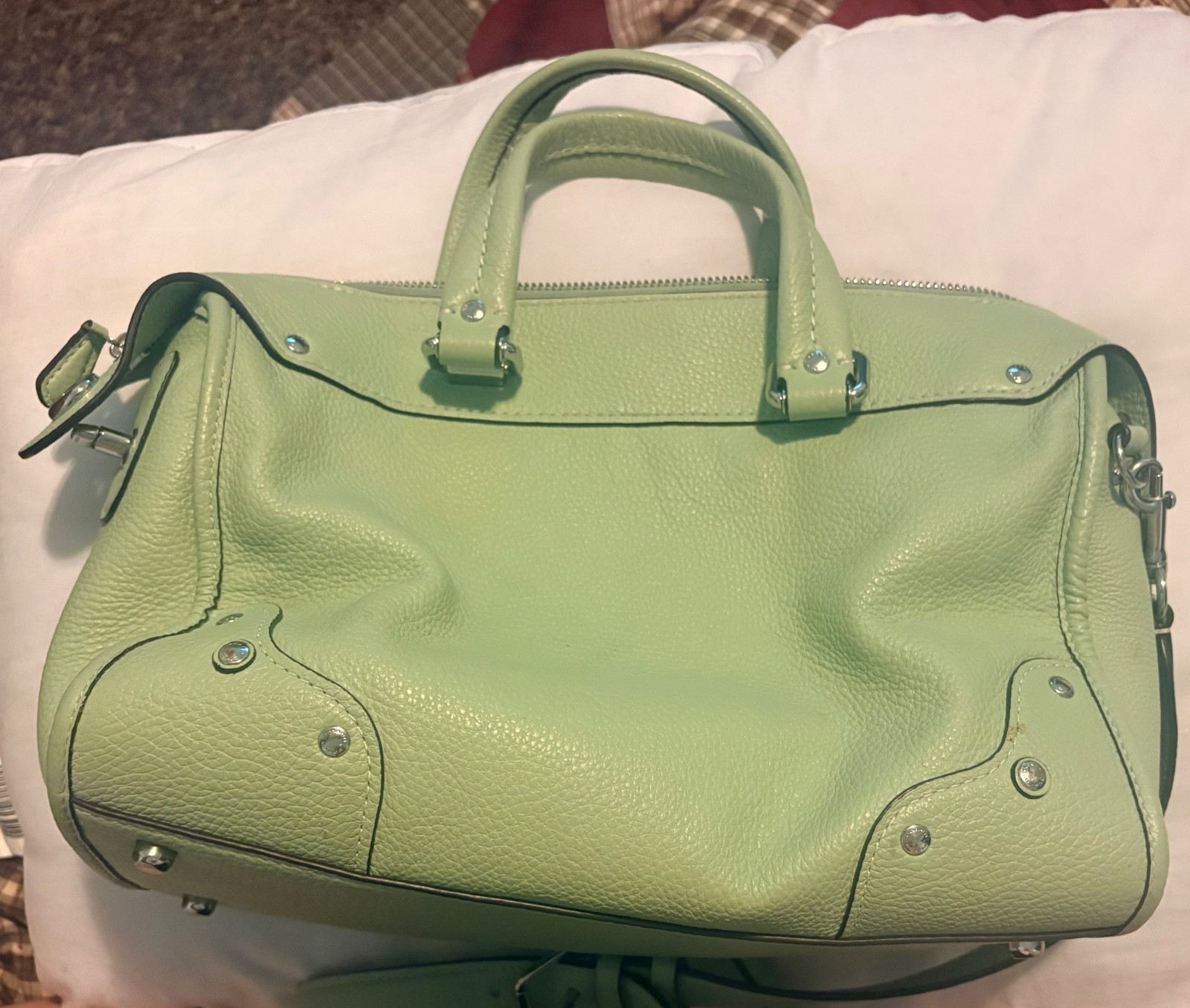 coach Millie satchel pistachio green shoulder bag, lightly used in excellent con