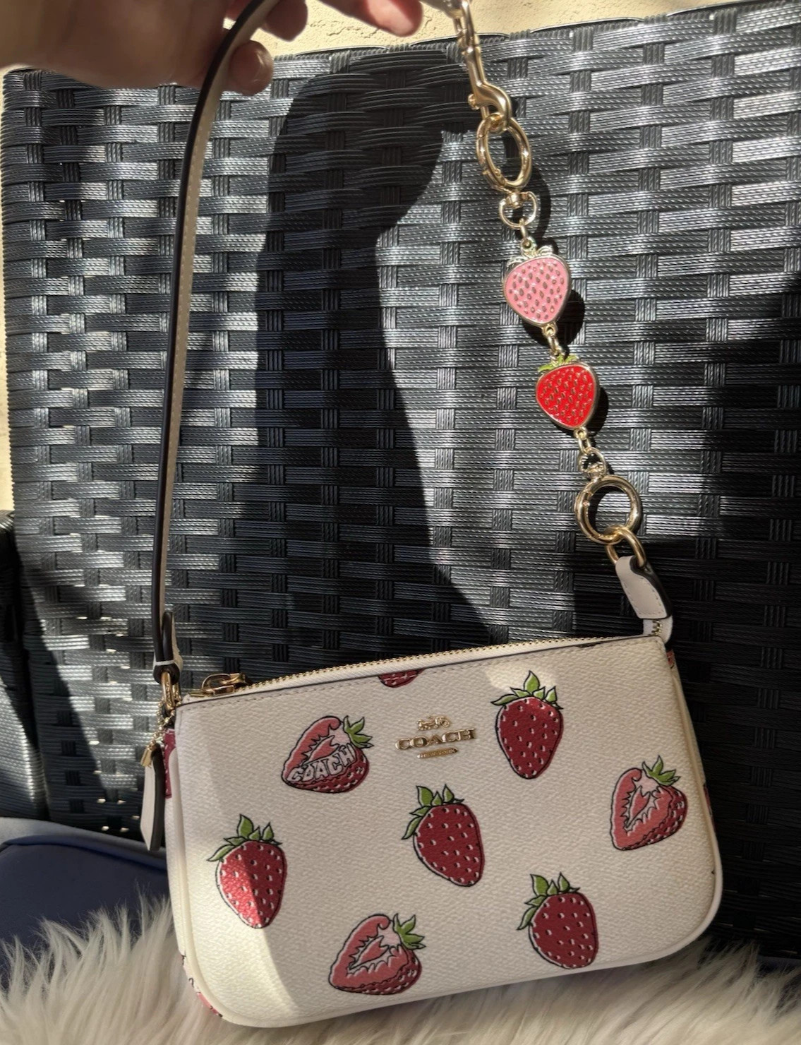 NWT Coach Nolita 19 Leather Shoulder Bag With Strawberry Print CAL25