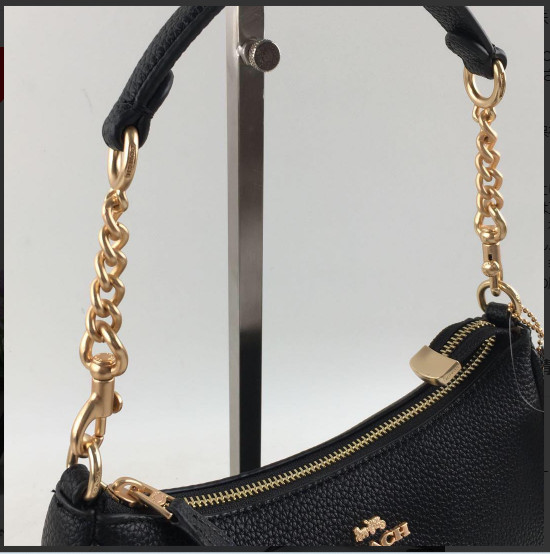 COACH CA209 TERI Shoulder Bag Hand Bag Black Refined Pebble Leather Outlet New