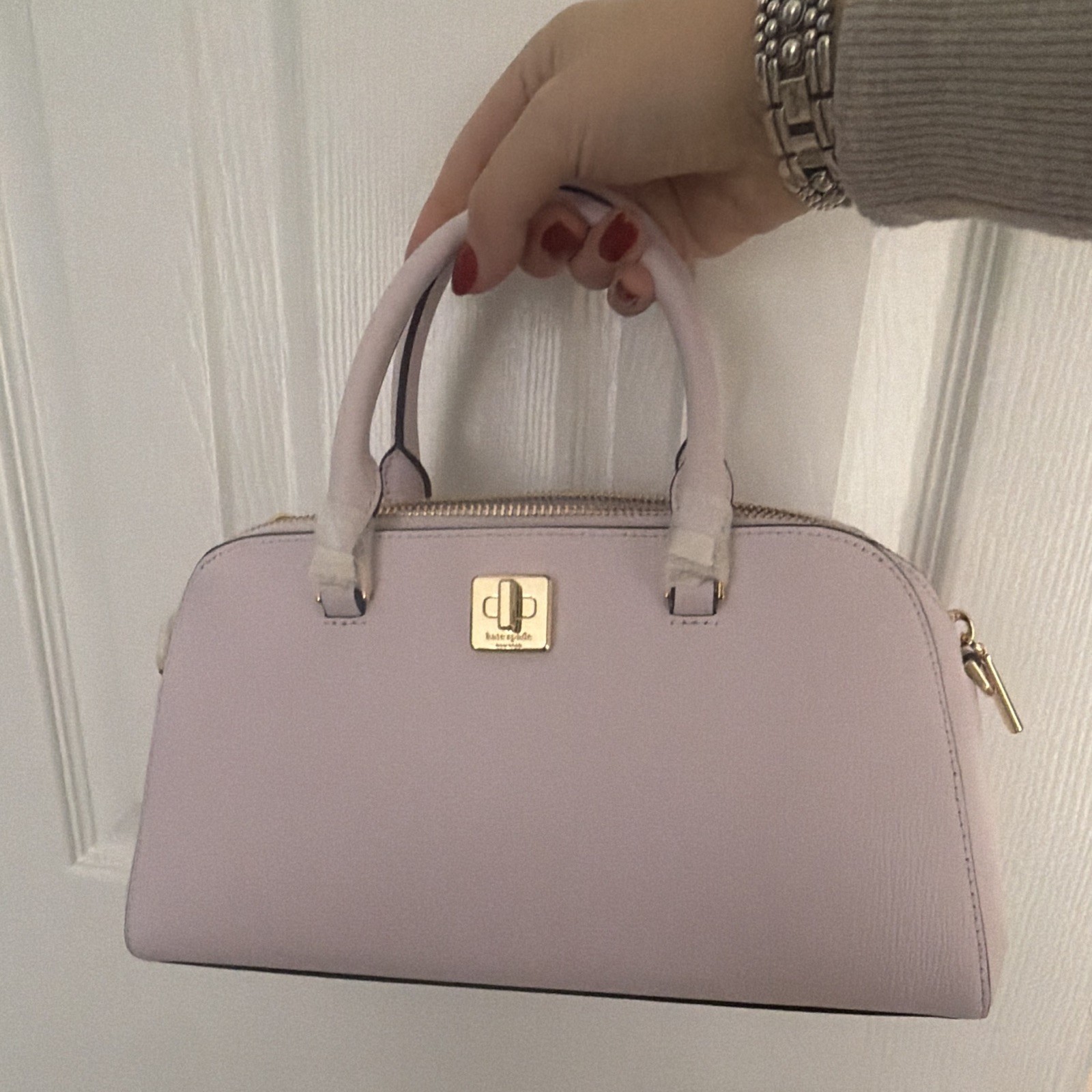 kate spade new york Purple Top Handle Satchel Zip Lined, Detachable Strap