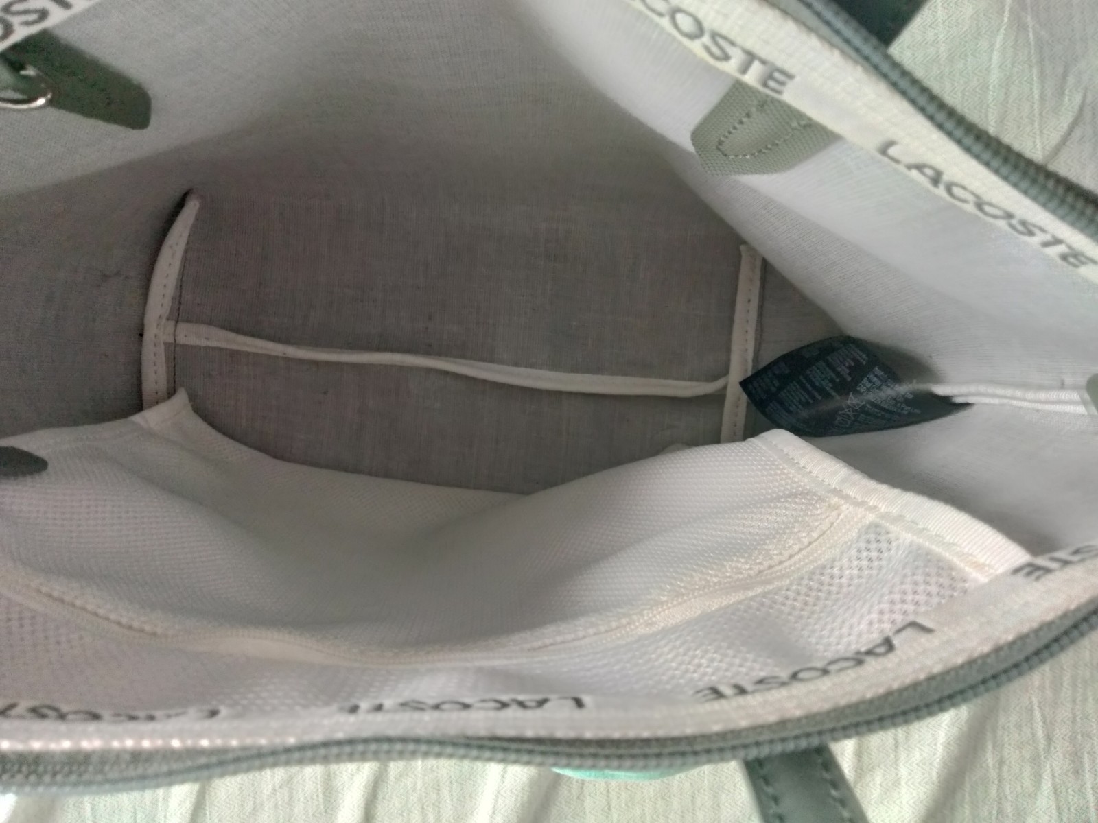 Lacoste Large Tote Handbag Navy/Beige w/ Zip Pouch