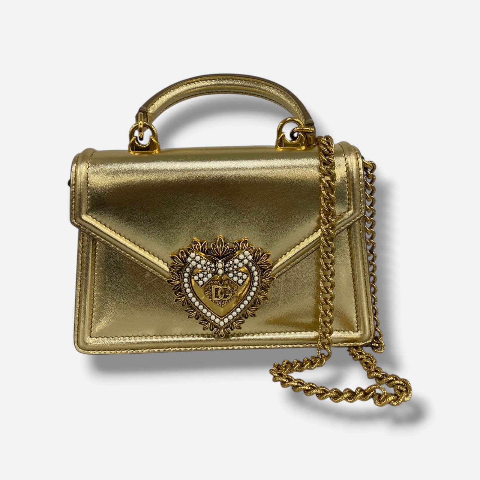 Dolce & Gabbana Women’s Gold Small Smooth Leather Devotion Bag