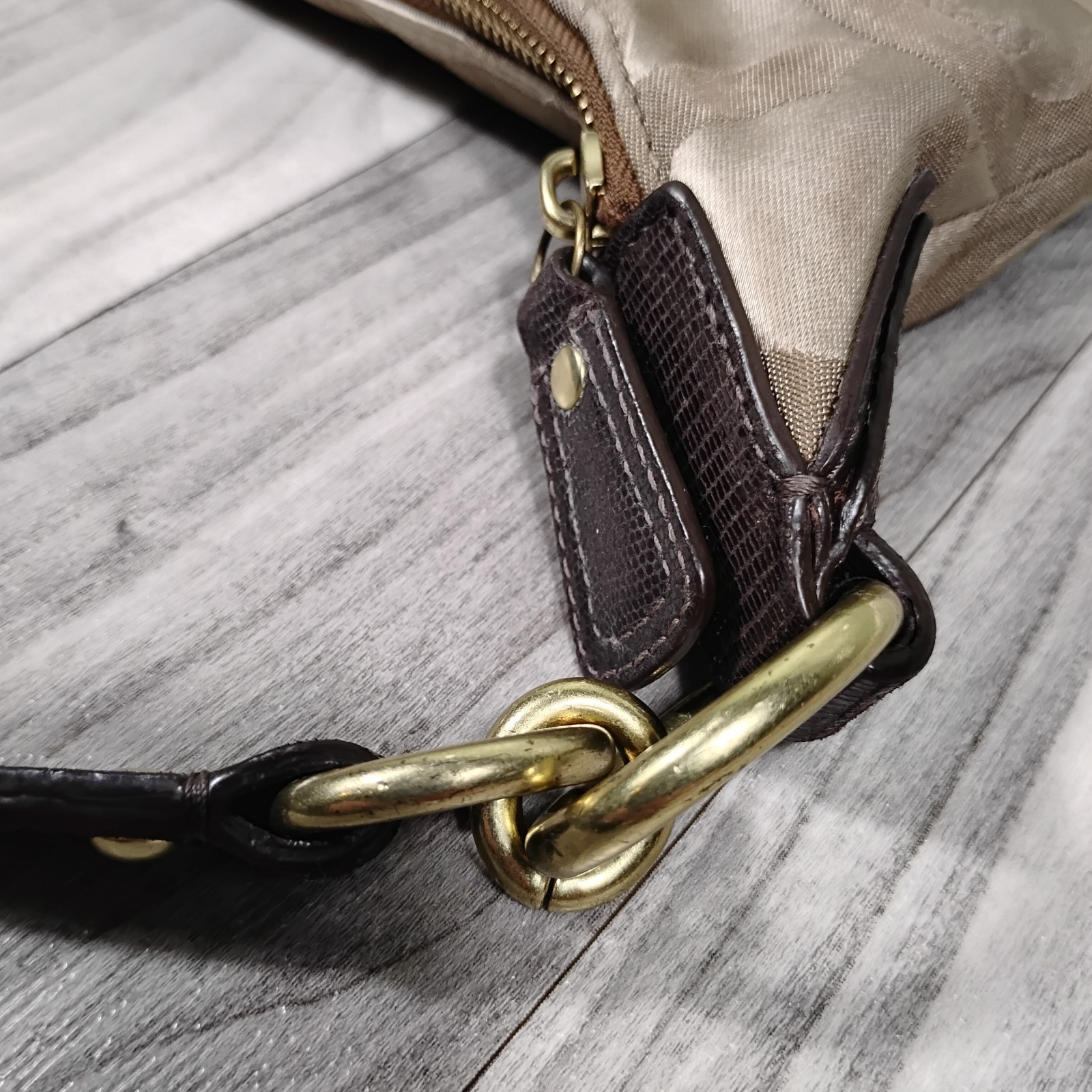 Coach Kristin Op Art Sateen Hobo Bag 19331 Khaki Mahogany Signature Shoulder
