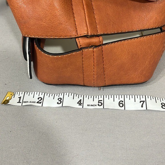 Yes Darling Boutique Tote with Bucket Detail Brown White Faux Leather Floral