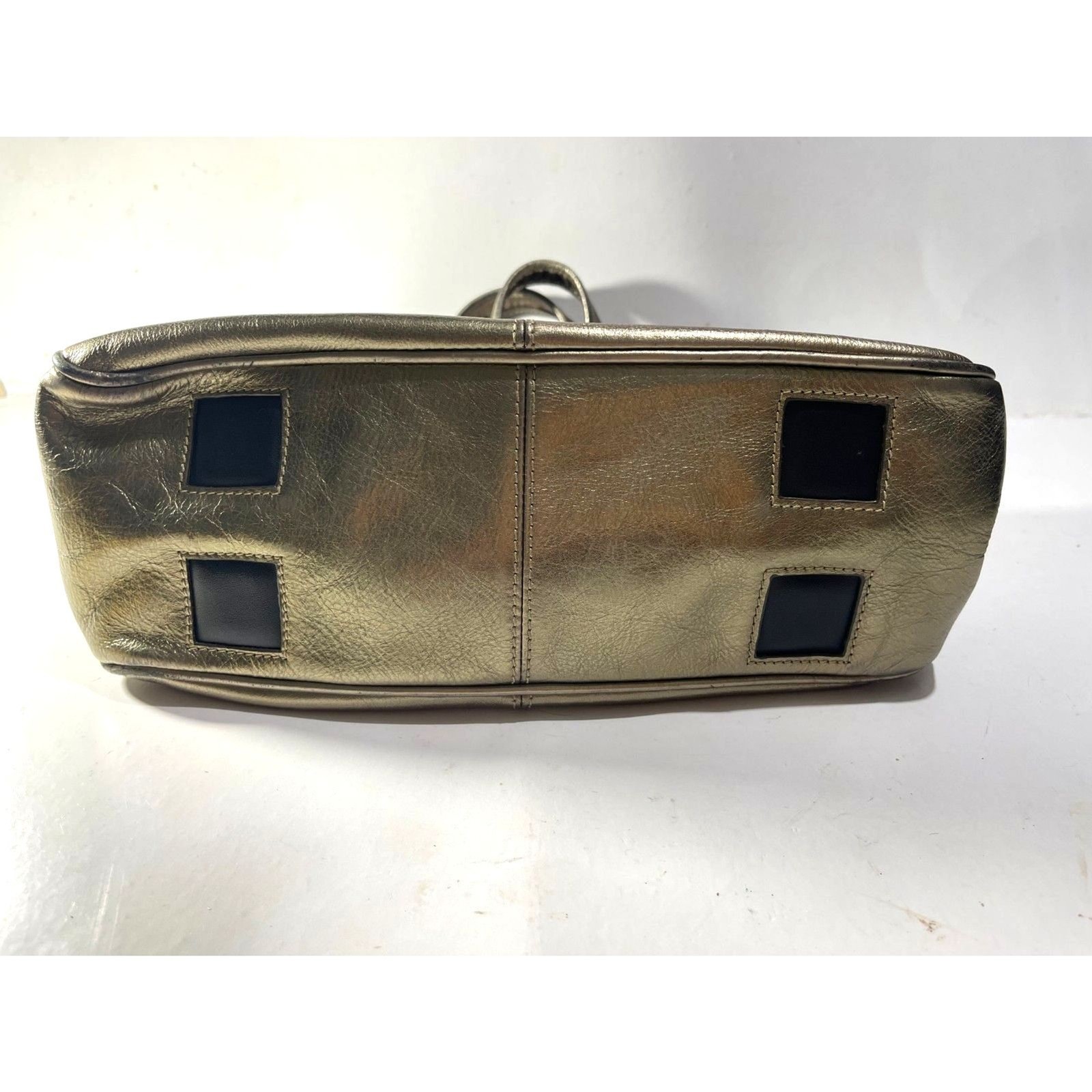 The sack original Y2K mini handbag metallic gold leather crop VTG casual women