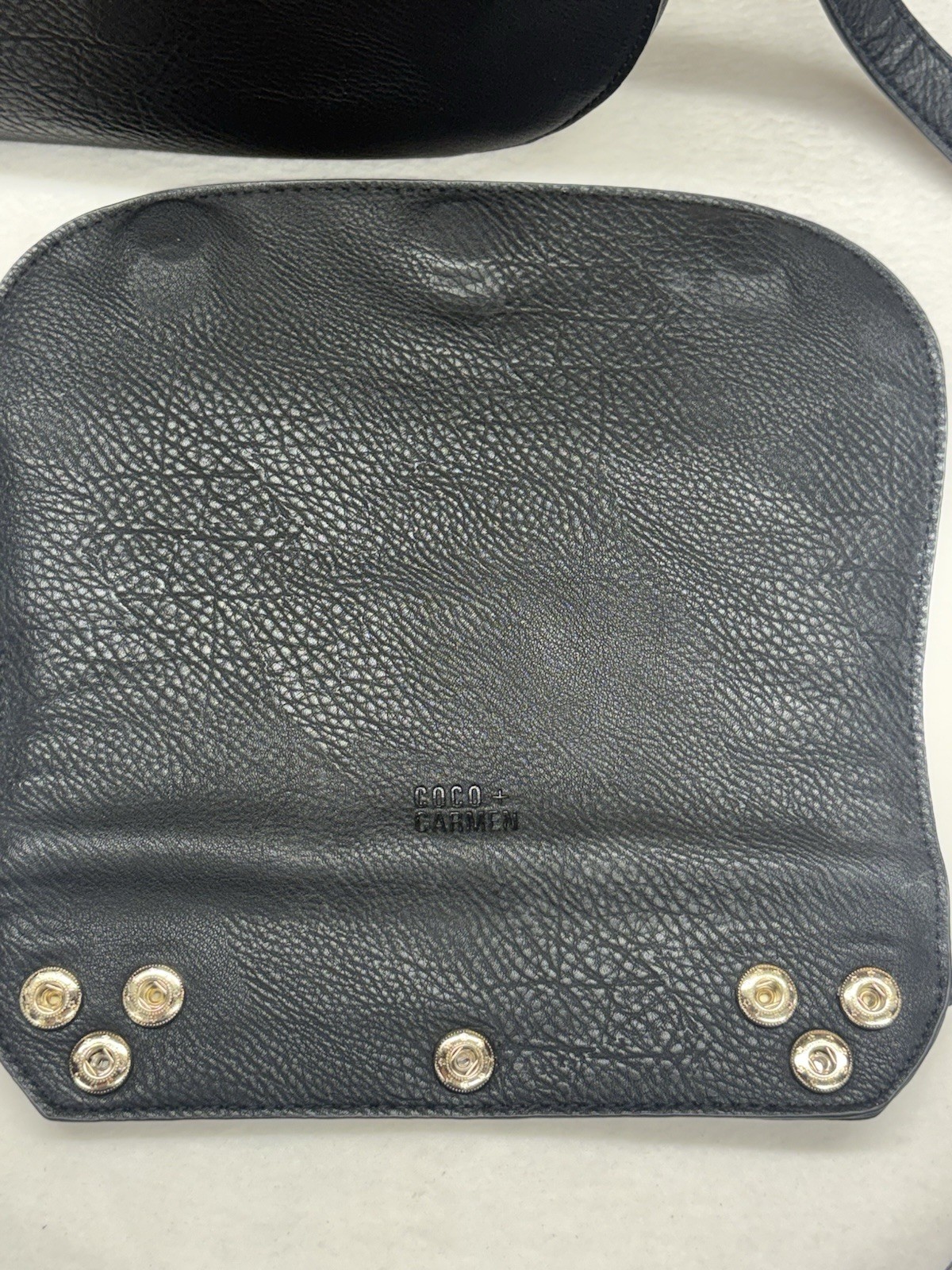 CocoAndCarmen Rhinestone Studded Purse Black/Animal Print Detachable Flap